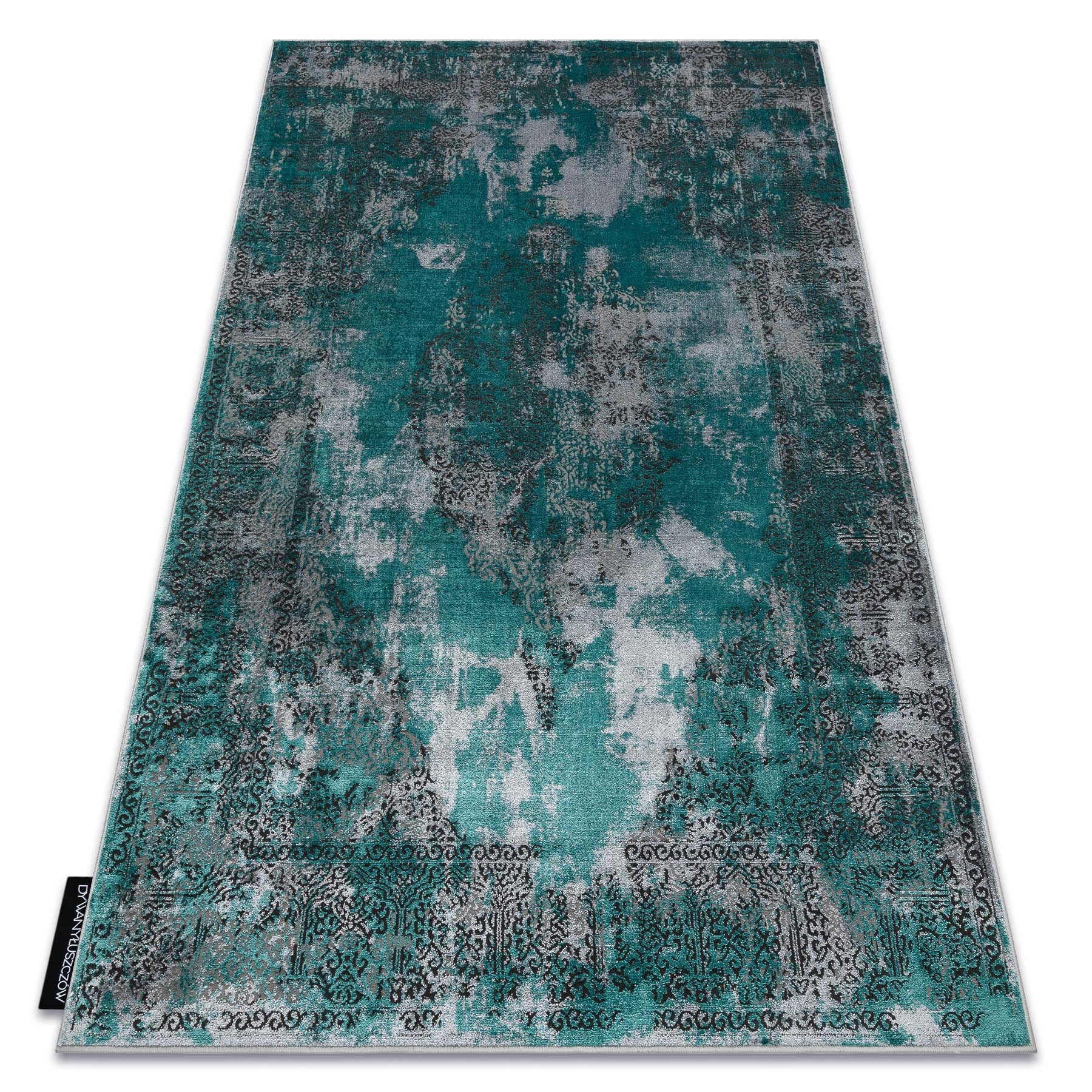 Dywan DE LUXE nowoczesny 6754 Abstrakcja - Strukturalny zielony / szary 160x220 cm