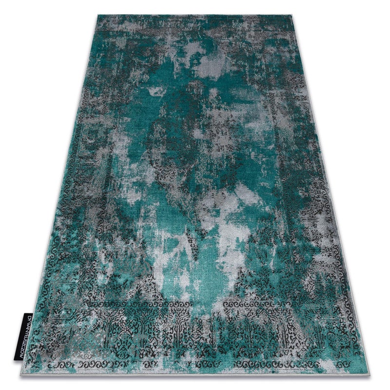 Dywan DE LUXE nowoczesny 6754 Abstrakcja - Strukturalny zielony / szary 160x220 cm
