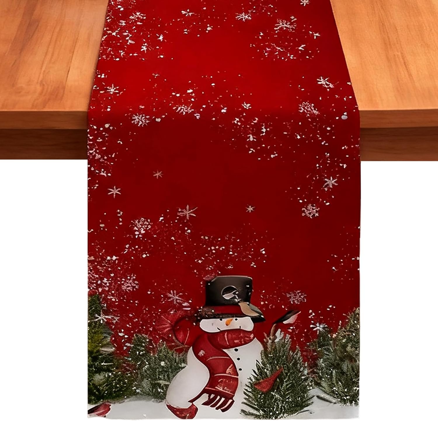 Bieżnik świąteczny, 180 × 33 cm Bieżnik świąteczny ze śnieżynkami i bałwankami, dekoracja stołu bożonarodzeniowego, idealny na święta
