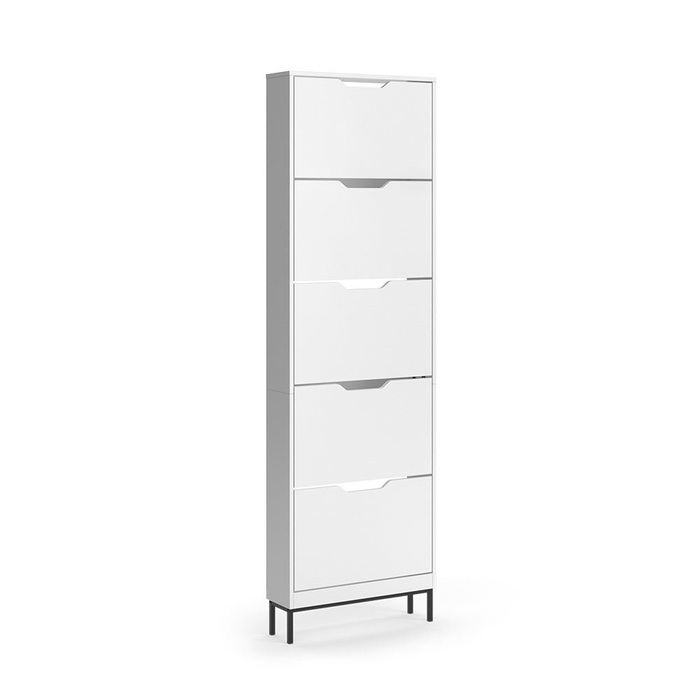 Vicco Wózek na buty Luca, Biały, 59 x 192 cm z 5 uchylnymi przegrodami