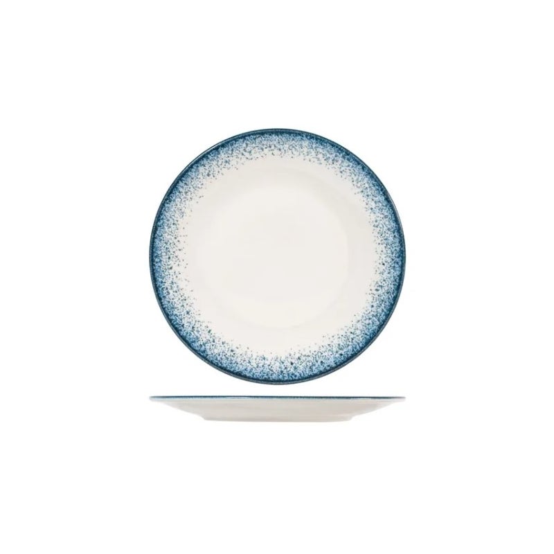 Conjunto de 6 pratos redondos Jupiter da H&H em porcelana azul e marfim, 30 cm