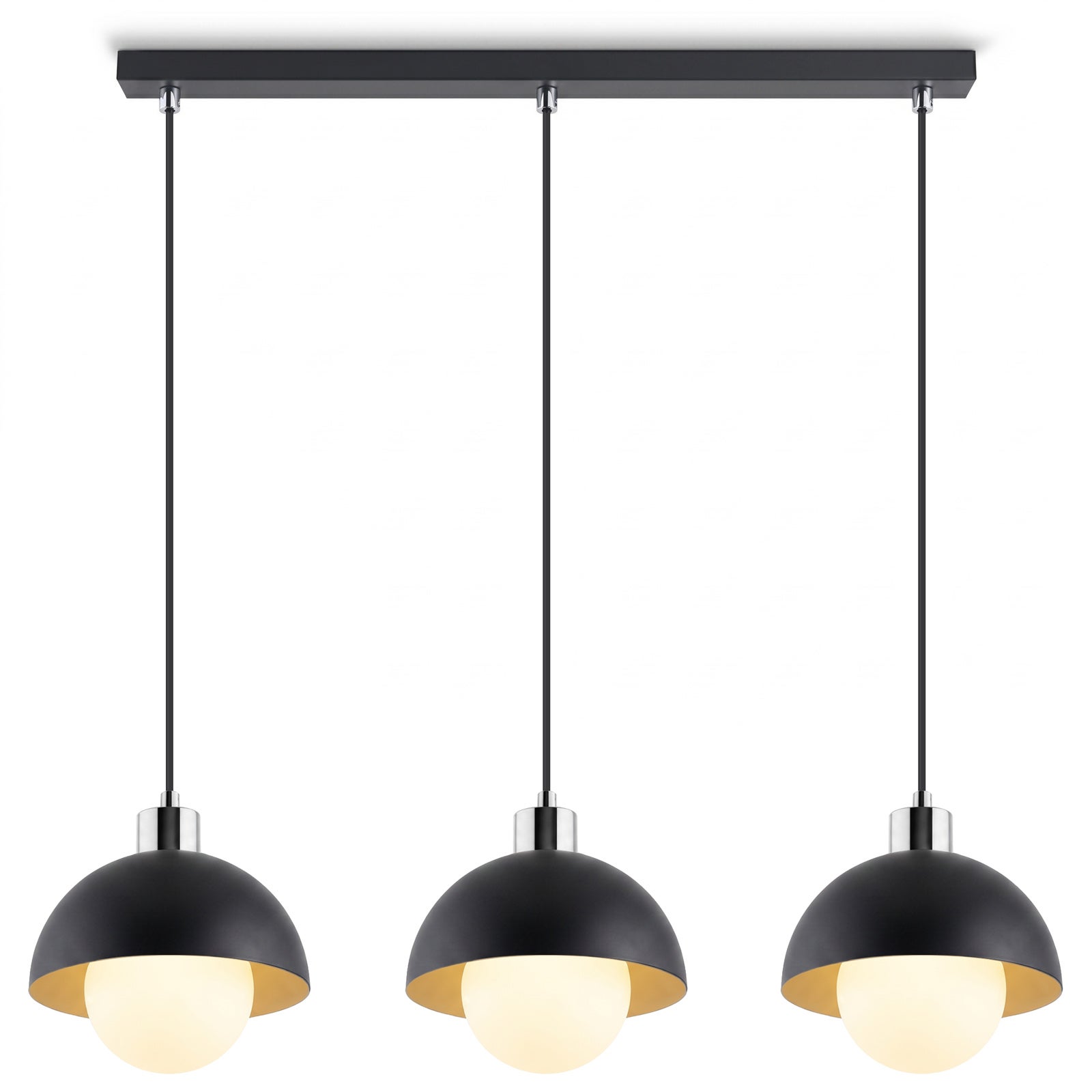 Lampa wisząca nad stół żyrandol szklane kule czarna chrom nowoczesna 3xg9