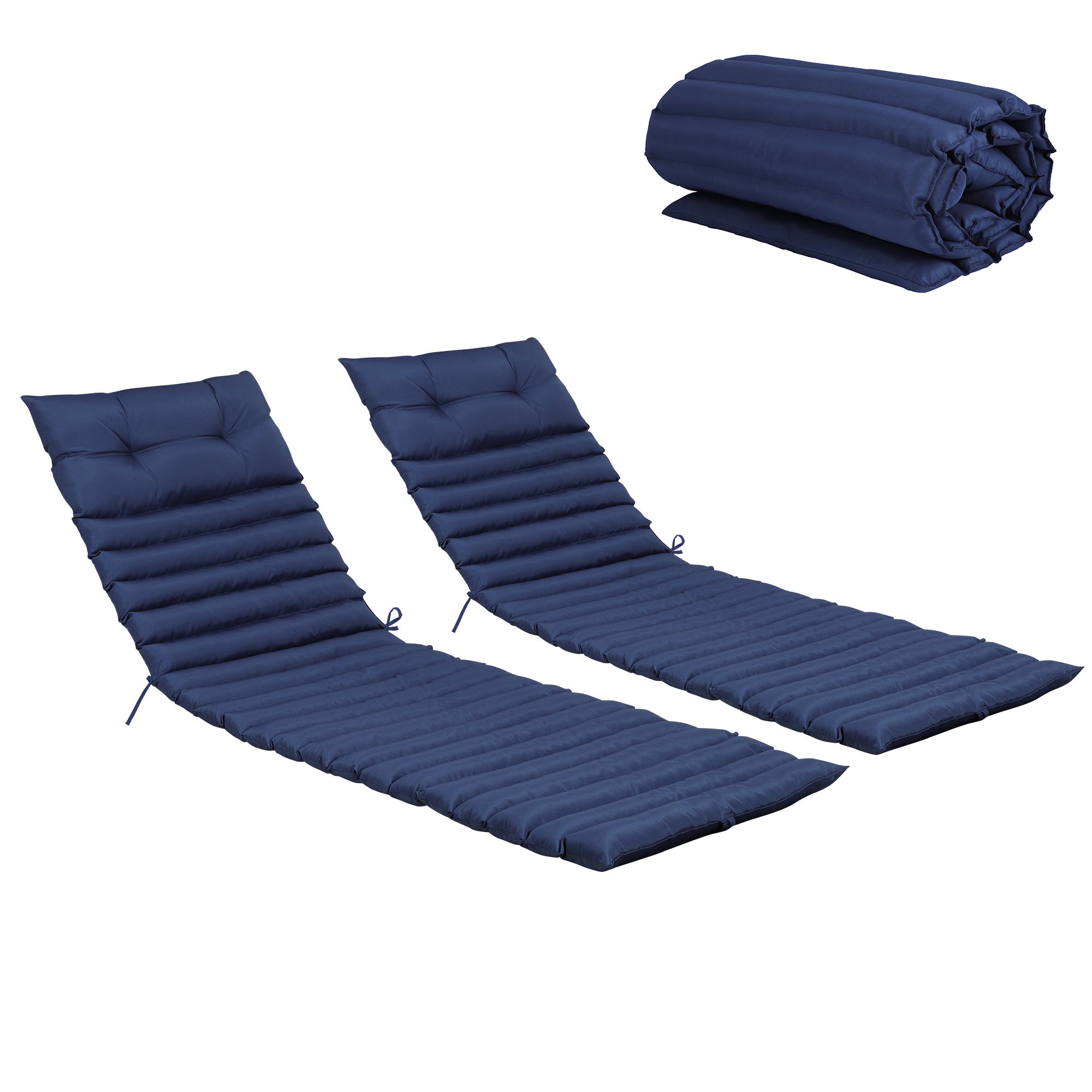 Zestaw 2 sztuk Outdoor-Liegestuhlkissen, Ersatzkissen für Gartenmöbel, Sitzkissen für Liegestühle – Marineblau, Poduszka ogrodowa, Niebieski