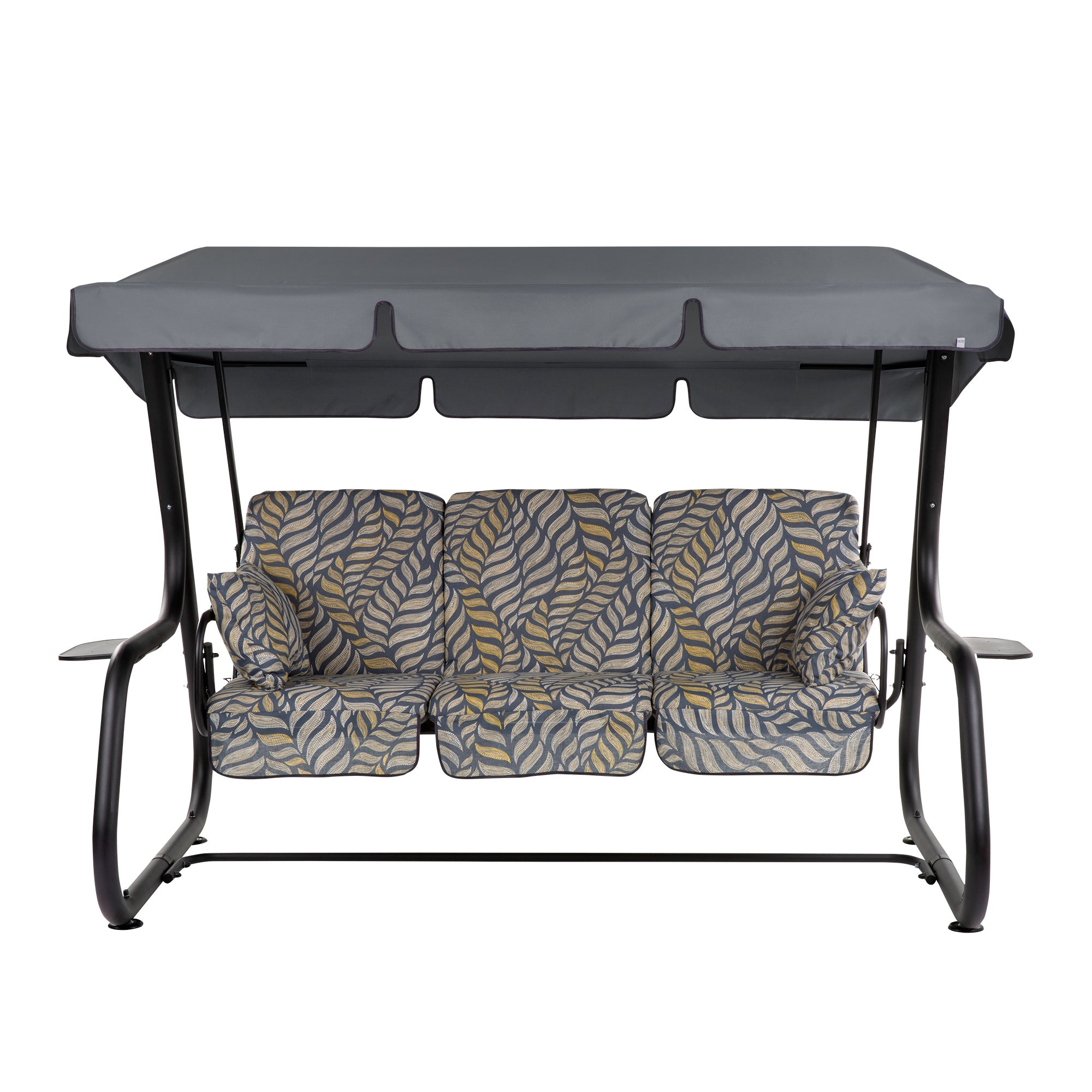 Huśtawka ogrodowa Rimini Black Edition szary/żółty liście PATIO