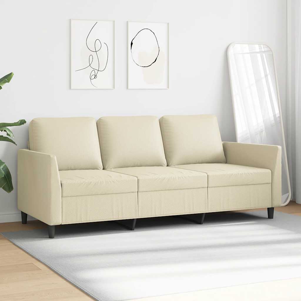 3-osobowa sofa, kremowa, 180 cm, sztuczna skóra