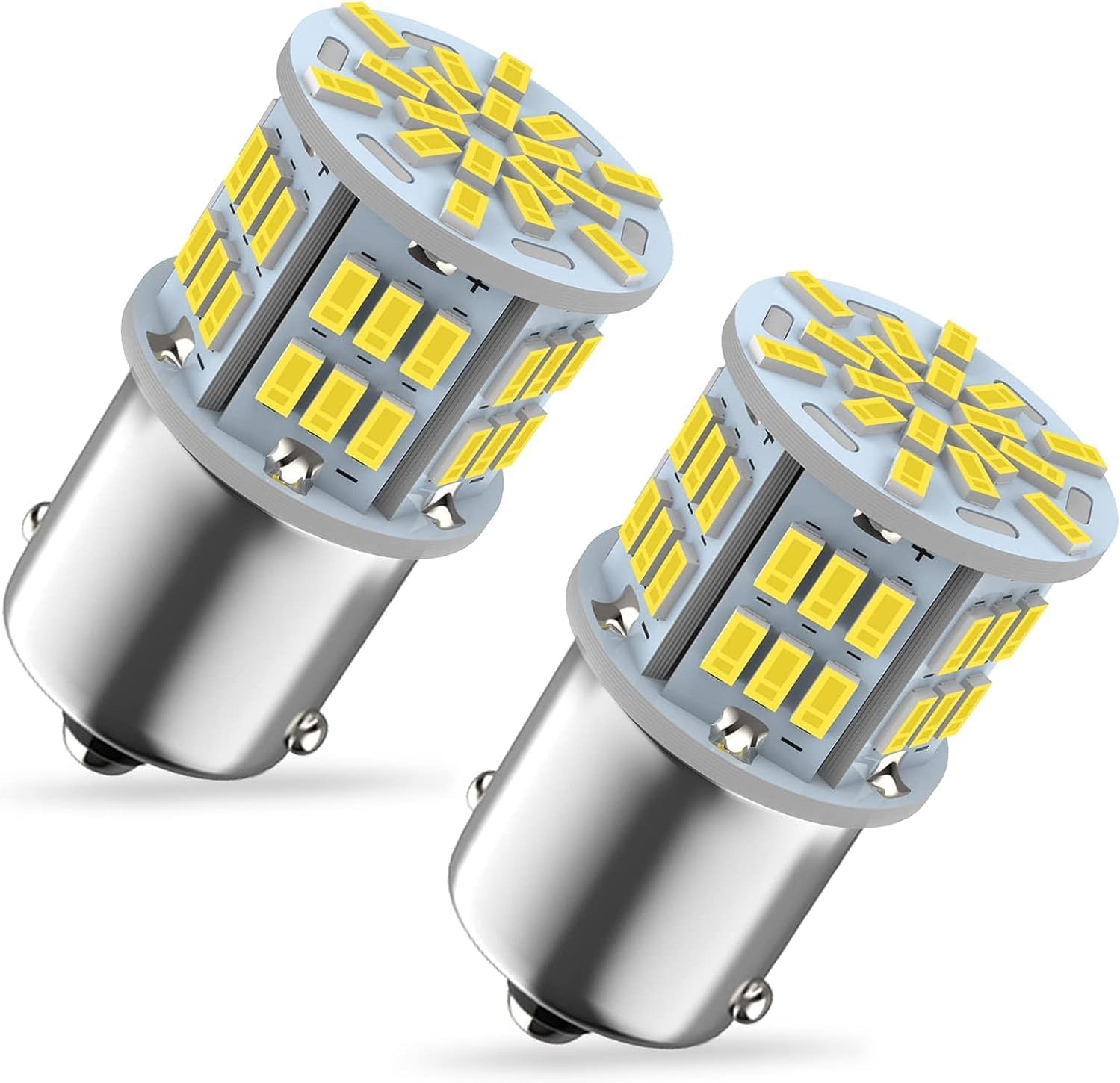 Zestaw 2 ultrajasnych diod LED 54X 3014 chipset 1156 P21W, 12 V 24 V BA15S 7506 6500 K, białe żarówki LED do samochodów, kamperów, przyczep i łodzi