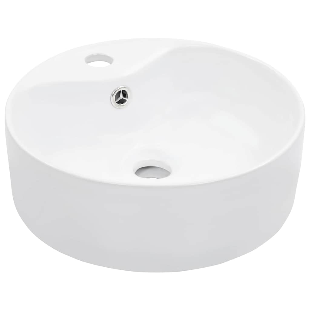 Umywalka Nablatowa Ceramiczna Okrągła Biała do Łazienki 36 cm