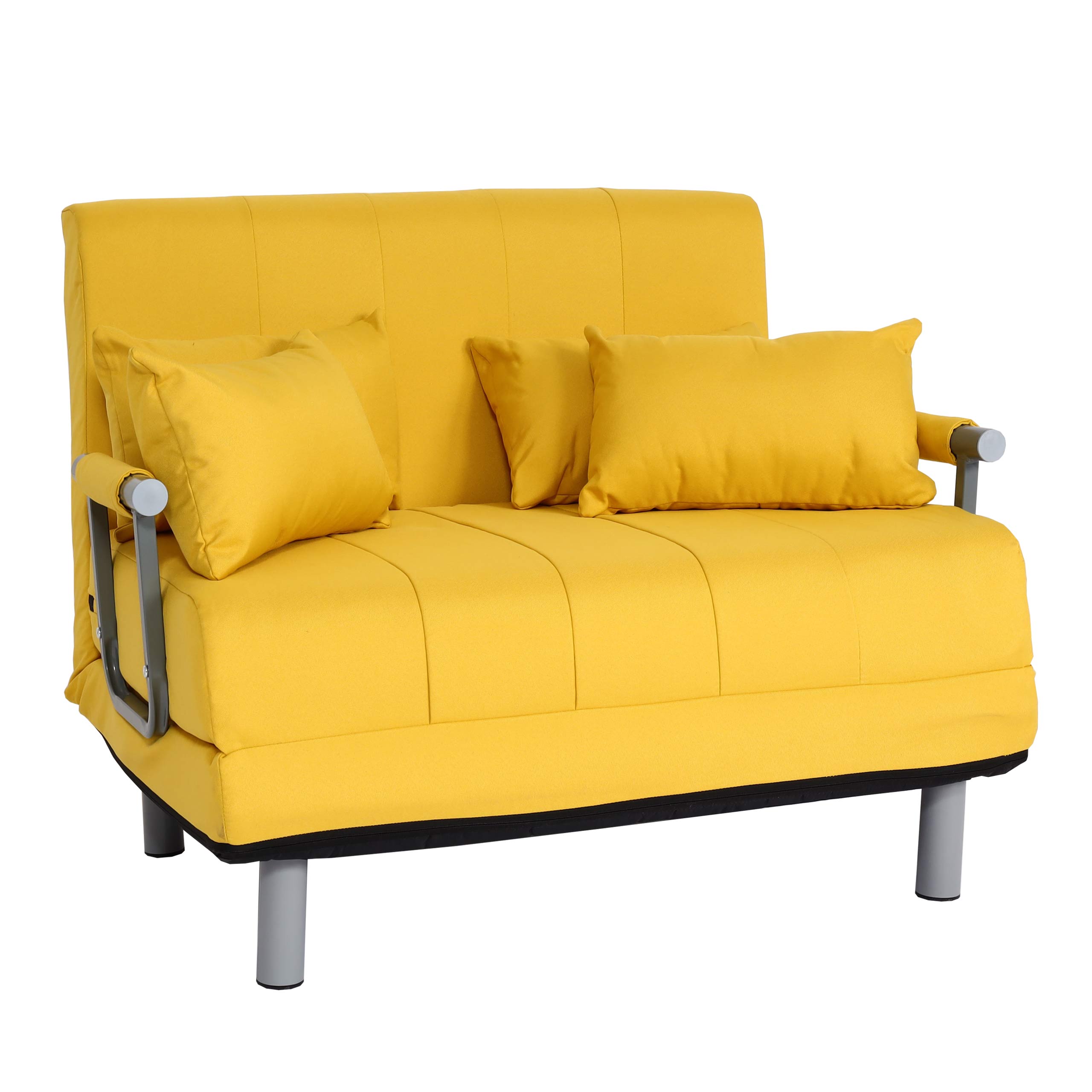 Fotel rozkładany HWC-K29, rozkładany fotel sofa łóżko dla gości rozkładana powierzchnia 186x97cm tkanina (270g/m²) ~ żółty