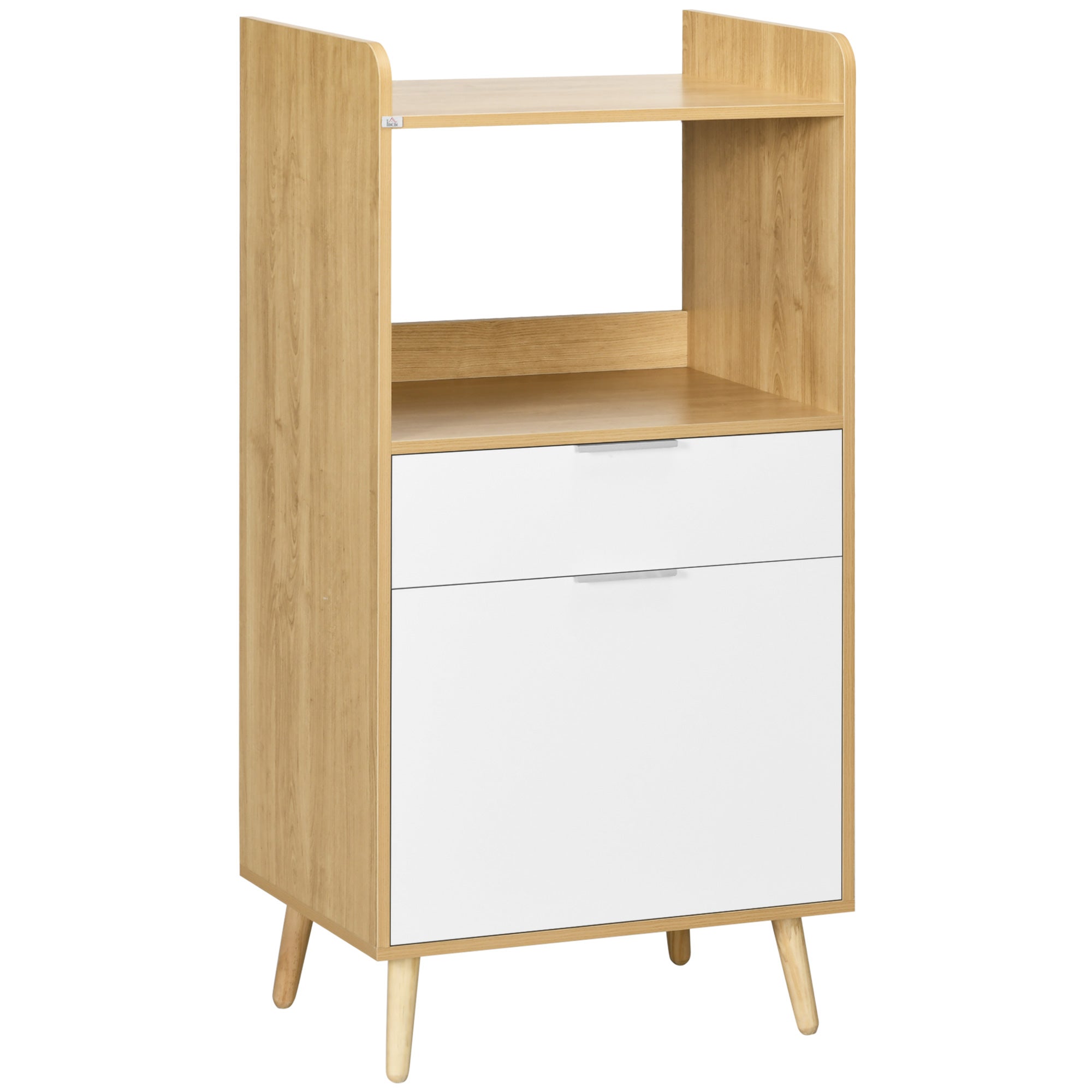 Kitchen microwave serving meble z regulowany szuflada półka szafka 58 x 40 x 118 cm naturalny i biały