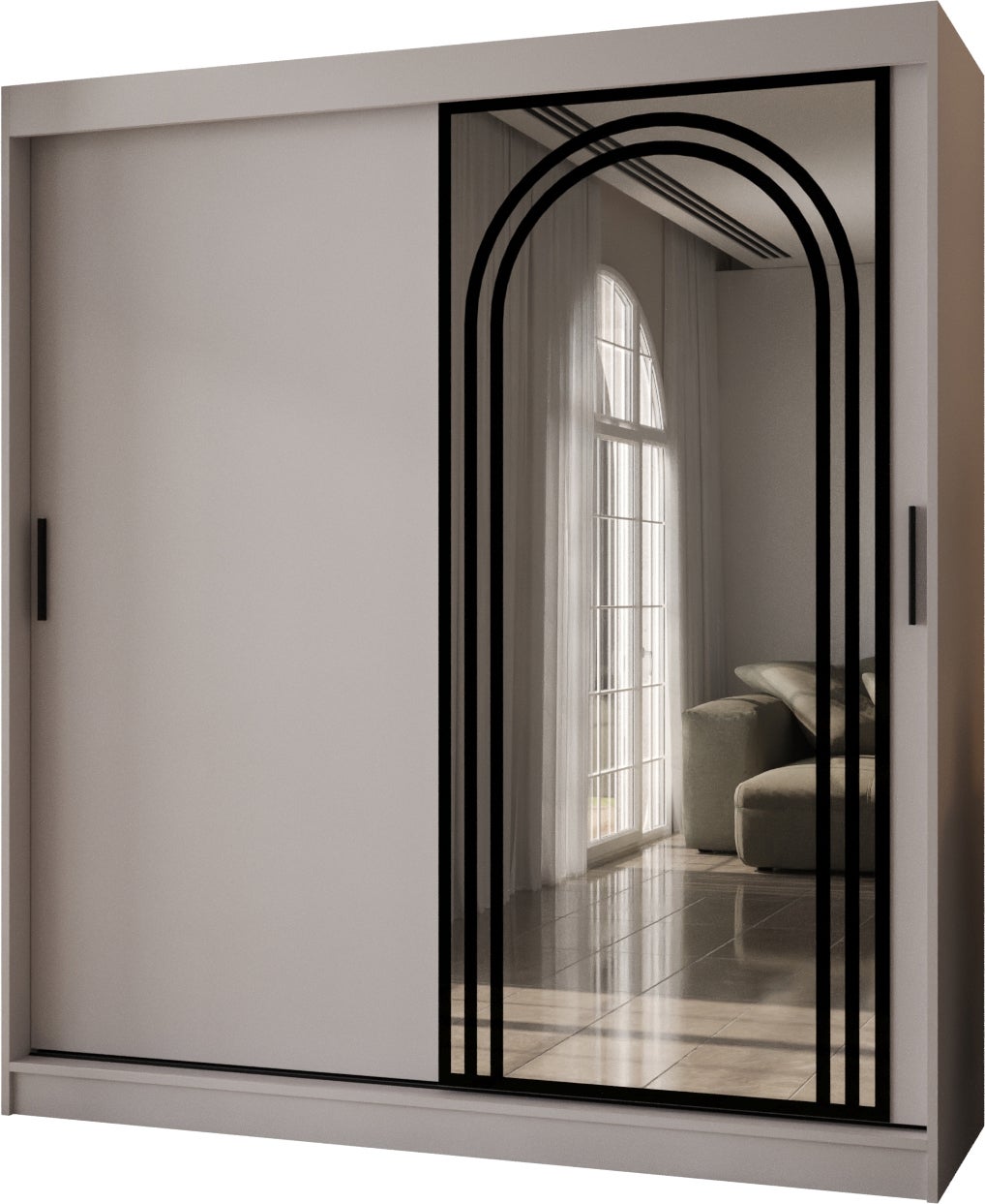 Szafa przesuwna z lustrem VIGO 180 x 62 x 200 kaszmir + u. czarny