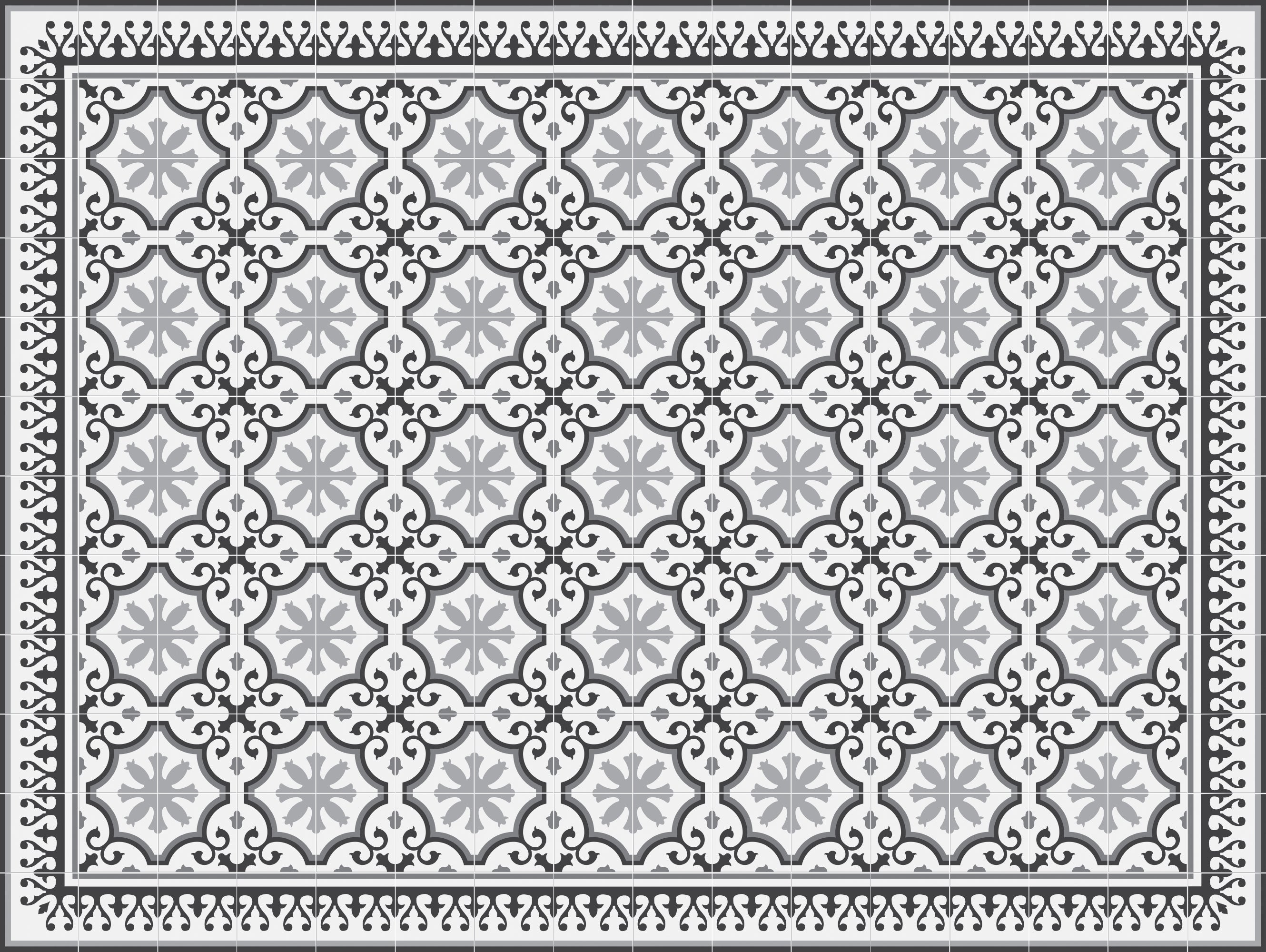 Dywan winylowy Parisian 200x266 cm - antypoślizgowy PVC, winylowy do kuchni lub salonu, zmywalny, styl hydrauliczny, szary