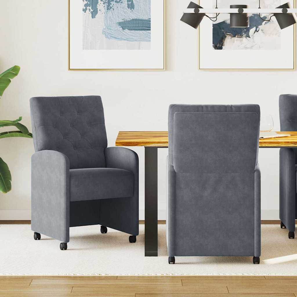 Krzesełka jadalne na kółkach 2 pcs ciemno szary 58 x 67 x 97 cm vidaXL