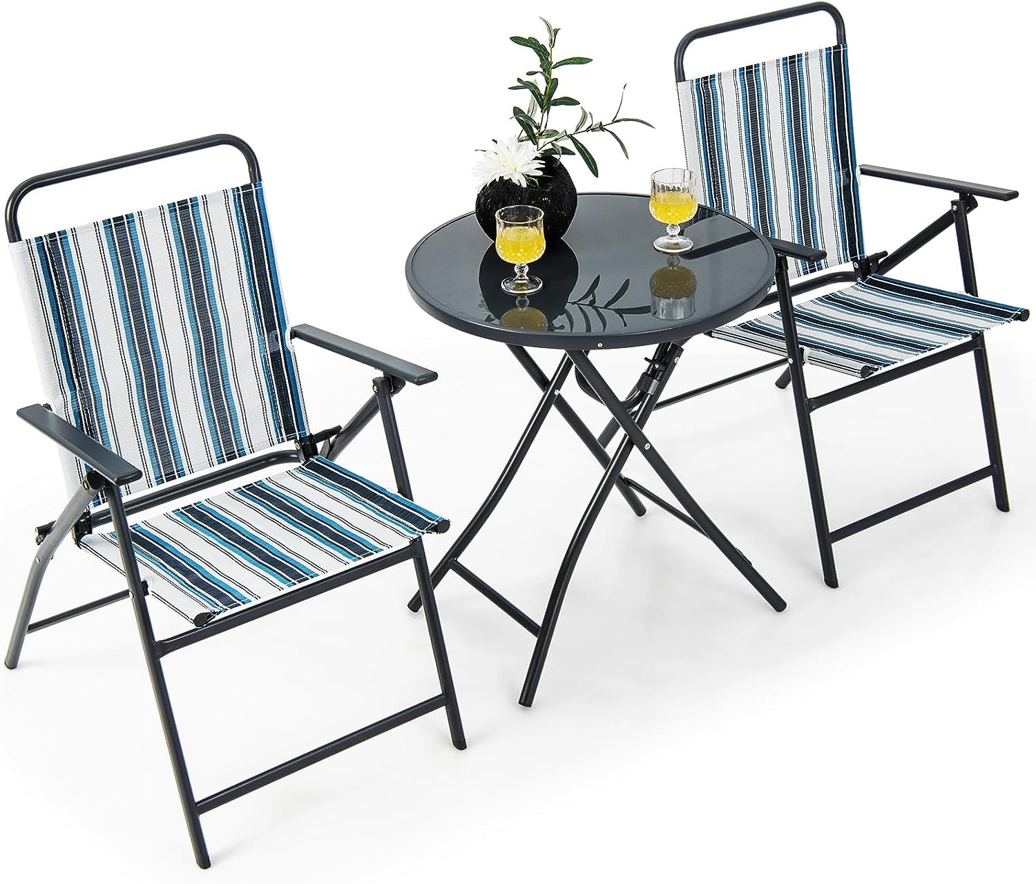 Zestaw ogrodowy 3-częściowy na patio, metalowa rama 67 x 53 x 88 cm