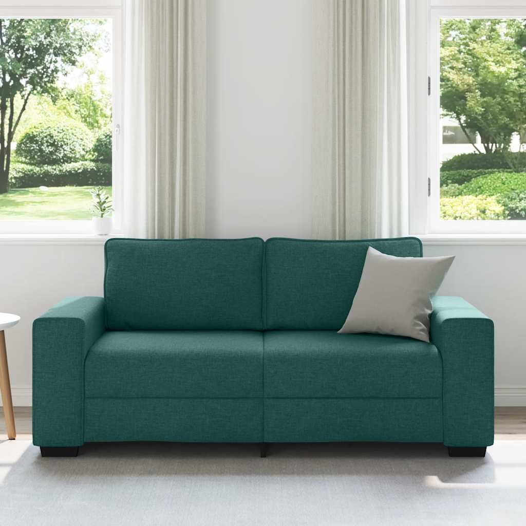 Sofa 2-osobowa, ciemnozielona, 180x77x82 cm, tkaniną