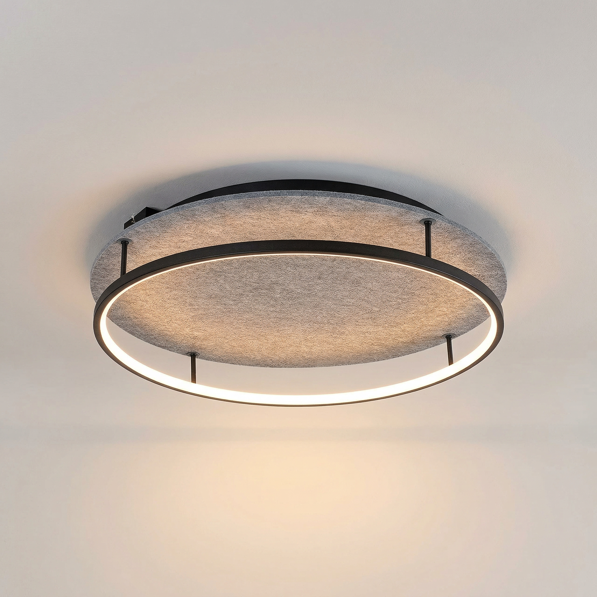 Lampa sufitowa wisząca Farenzo popielato-czarna LED 40W 3000/4000K 2000lm ring wym: 10,5 x 57,5 x 57,5 cm filc Rabalux
