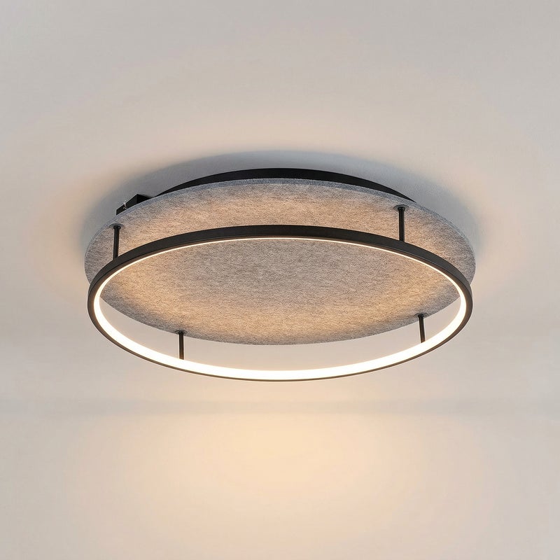 Lampa sufitowa wisząca Farenzo popielato-czarna LED 40W 3000/4000K 2000lm ring wym: 10,5 x 57,5 x 57,5 cm filc Rabalux