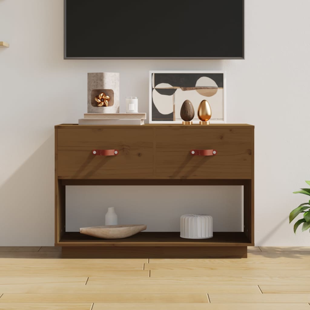 Szafka pod TV, miodowy brąz, 90x40x60 cm, lite drewno sosnowe vidaXL