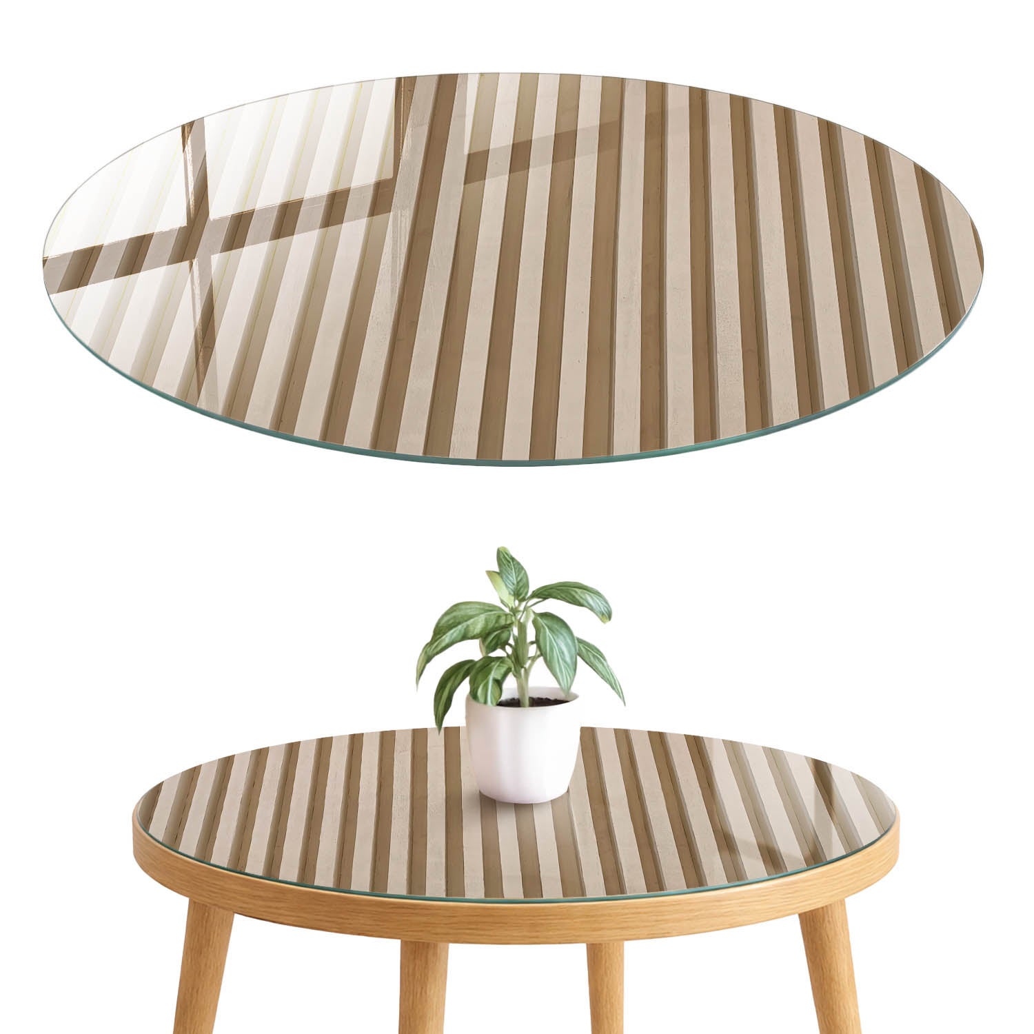 Blat szklany hartowany 4 mm z nadrukiem - dekoracja stołu, stolika i komody fi90 cm Minimalistyczne wzory