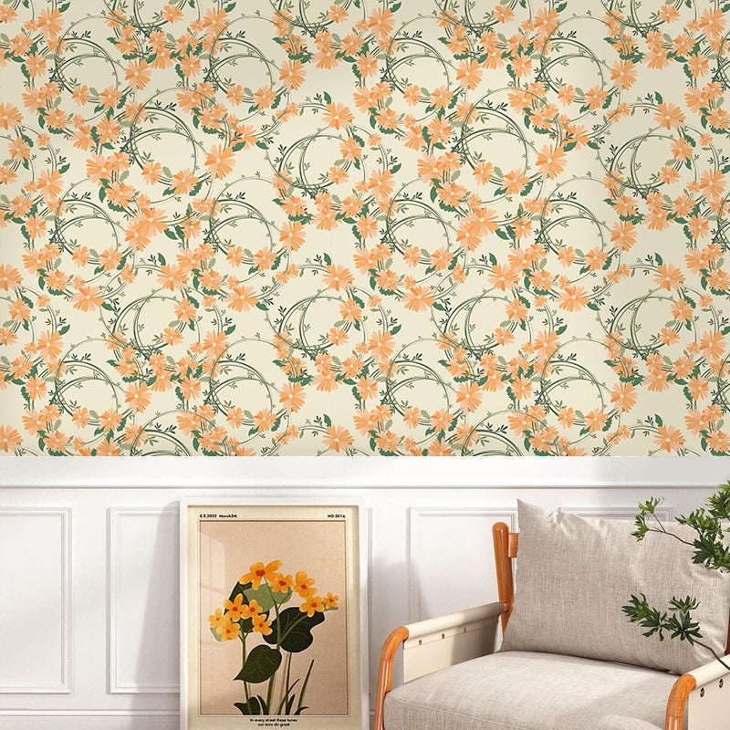 Tapeta w kwiaty w stylu boho – Tapeta dekoracyjna – Tapeta winylowa samoprzylepna (43 x 600 cm) – Tapeta wodoodporna
