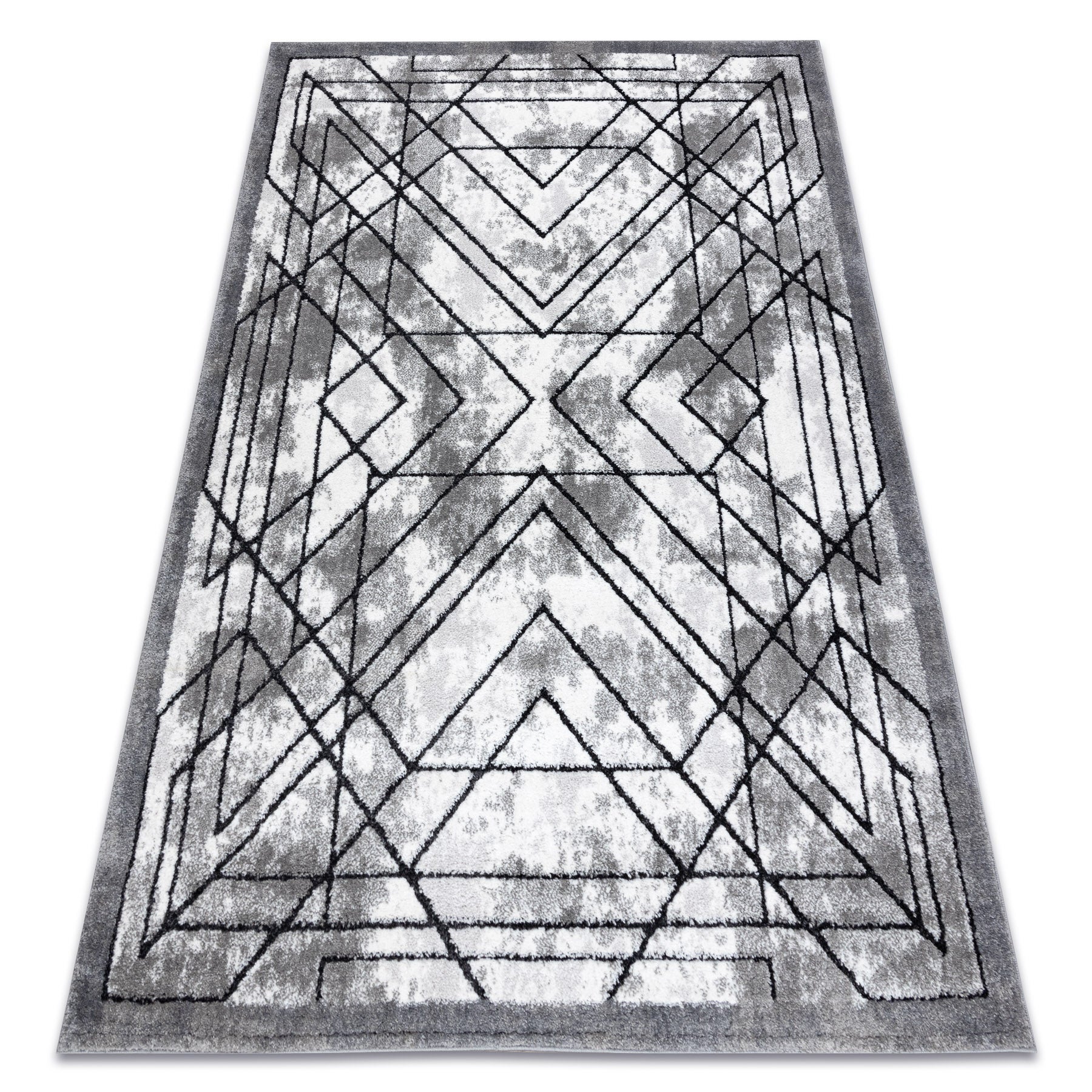 Dywan nowoczesny COZY Tico, geometryczny - Strukturalny, dwa poziomy runa szary 80x150 cm