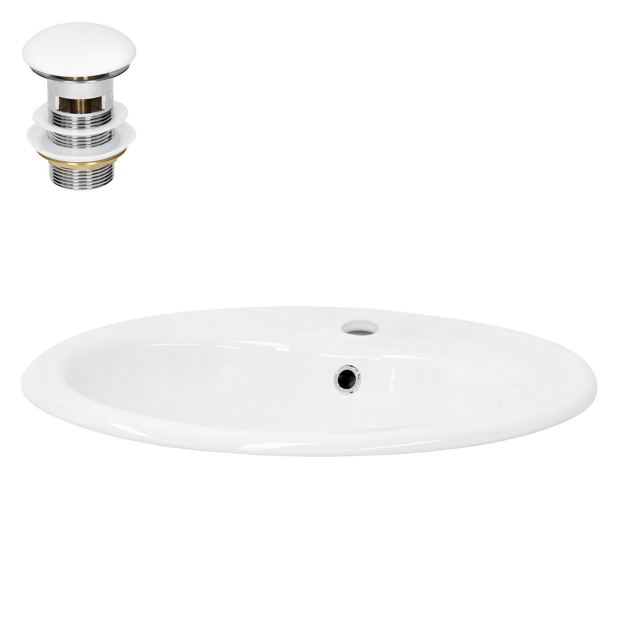 Umywalka ceramiczna z zestawem odplywowym Umywalka 570 mm x 195 mm x 485 mm Bial
