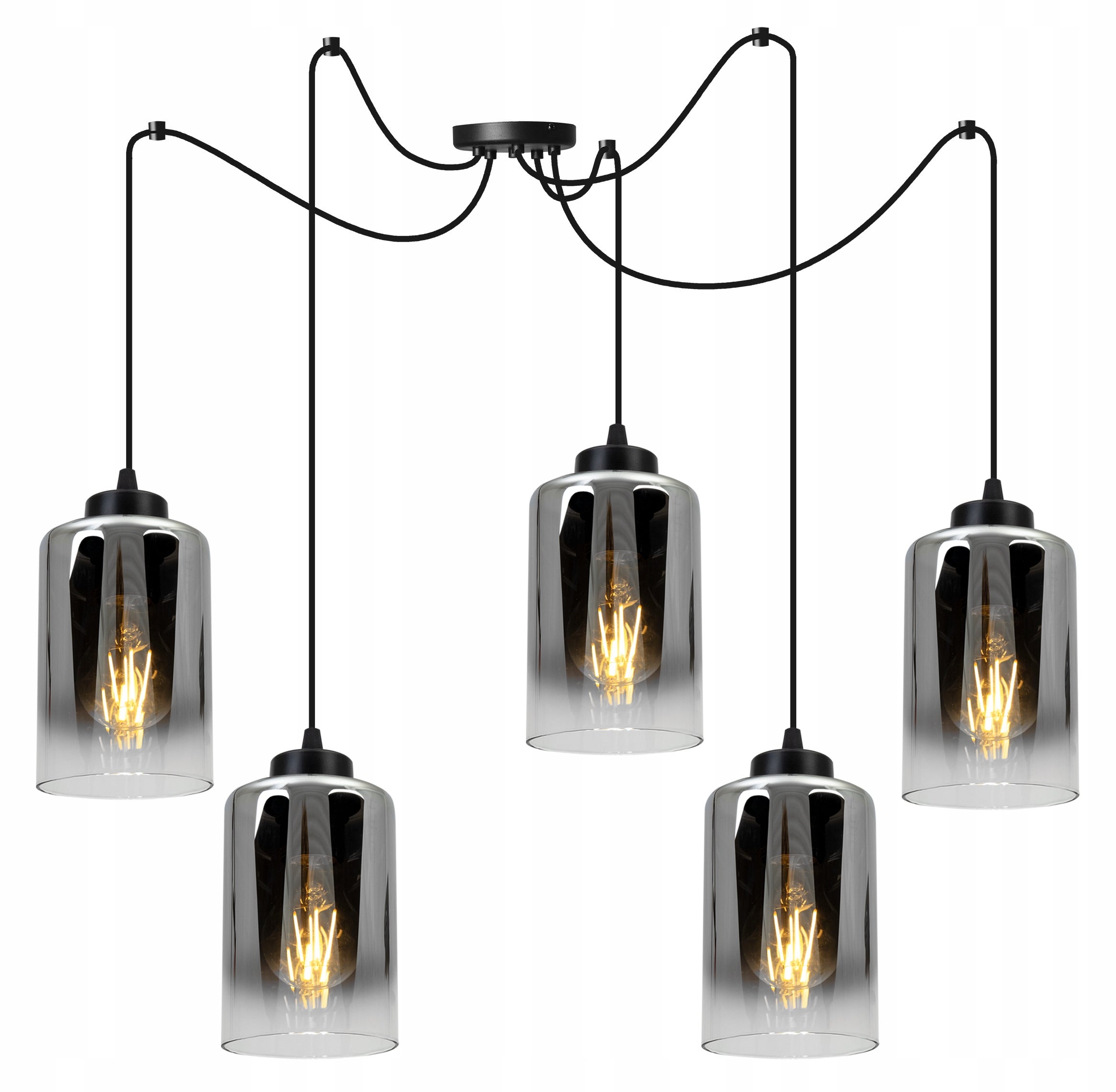 Lampa sufitowa wisząca Light Home LH Spider Hella 5x E27 abażur cylindryczny złoty nowoczesna