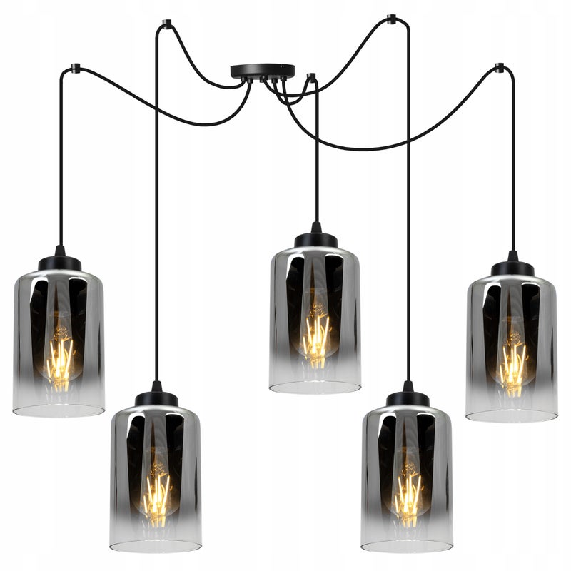Lampa sufitowa wisząca Light Home LH Spider Hella 5x E27 abażur cylindryczny złoty nowoczesna