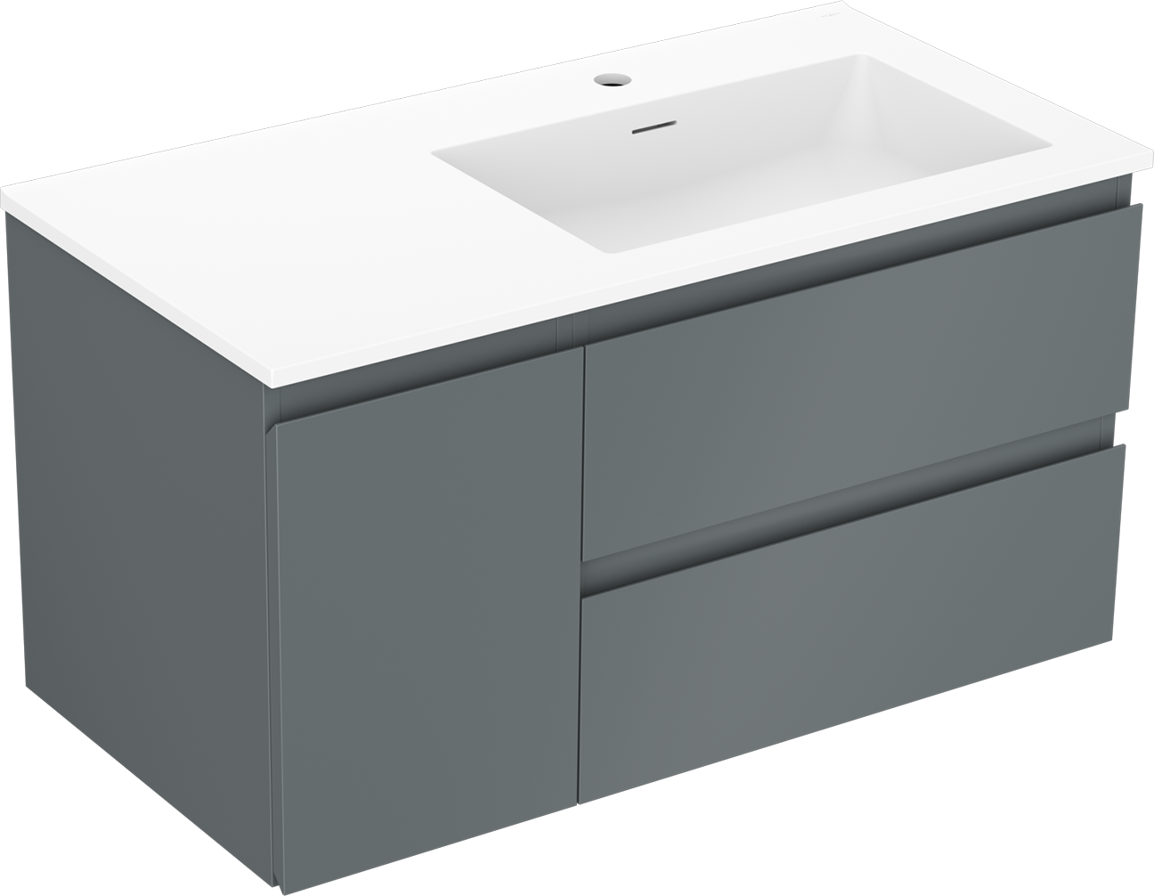 Mexen Orio szafka łazienkowa 90 cm z umywalką Otis prawą, 2S, 1D, grafit mat/biała mat - 91A13-09047-3-BBFFF66-W18P01