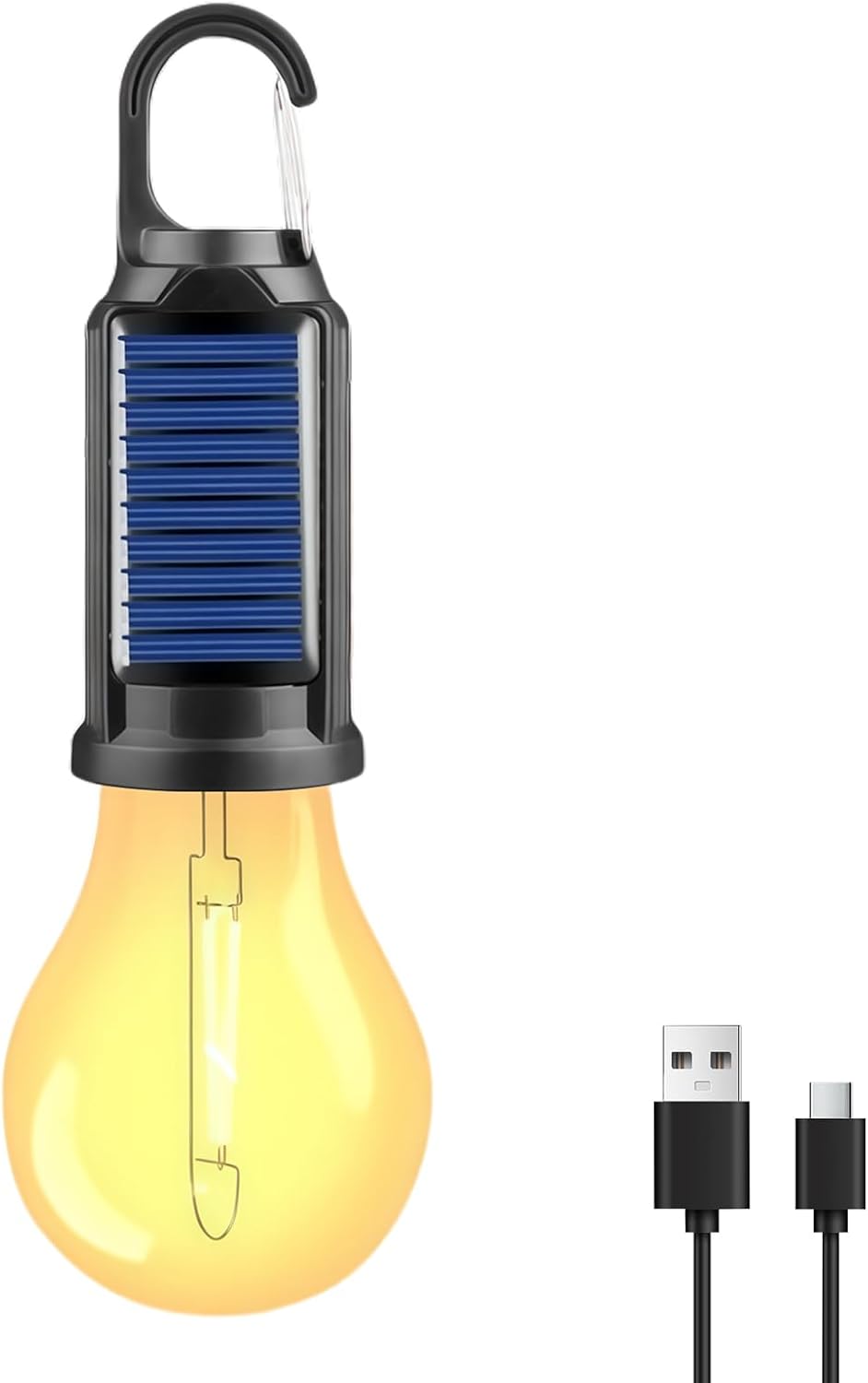 Akumulatorowa lampa kempingowa zasilana energią słoneczną (1 sztuka), lampa kempingowa na zewnątrz, 3 tryby oświetlenia, IPX3.