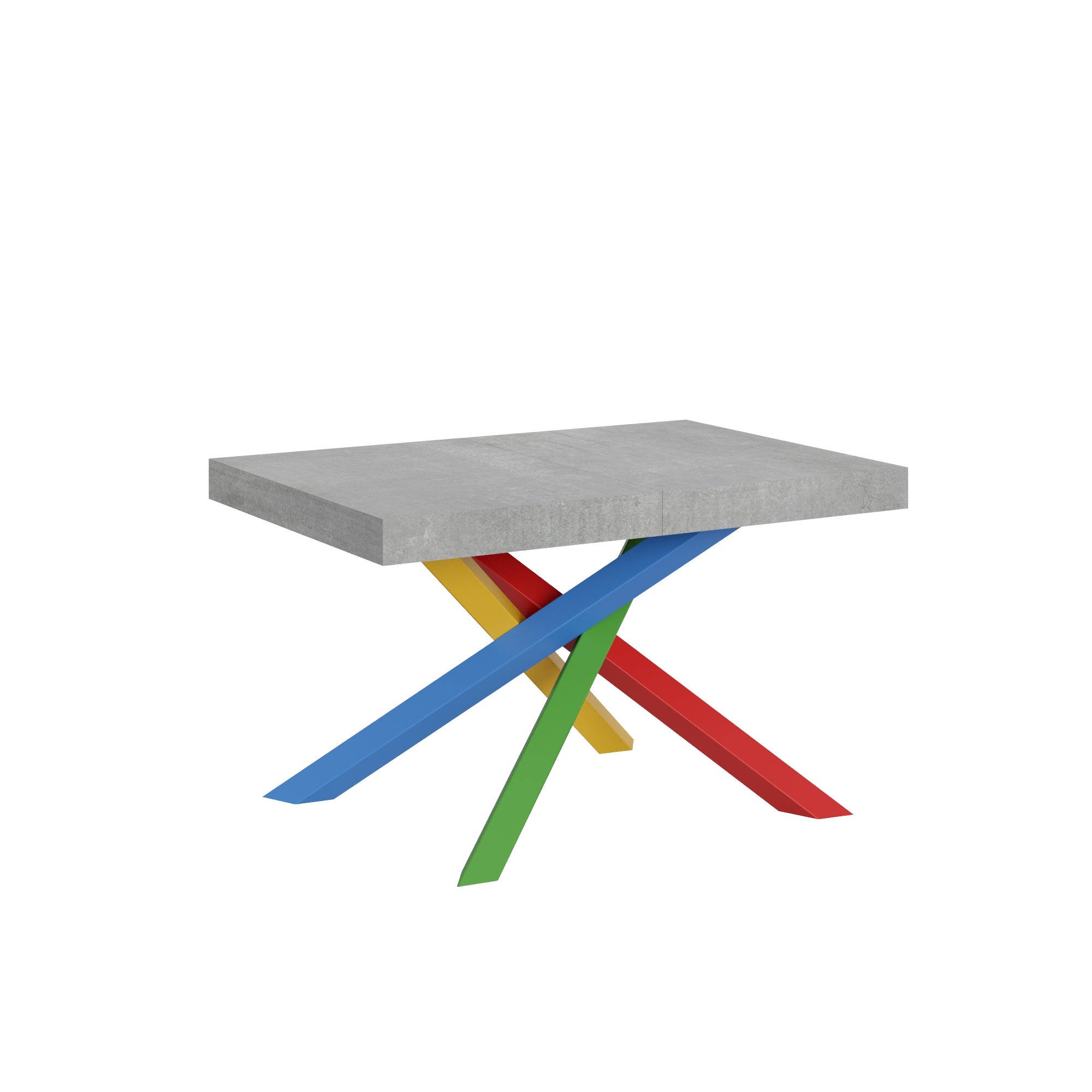 Mesa Volantis 90x120/224 cm, material moderno, base reforzada 4/B, cemento.