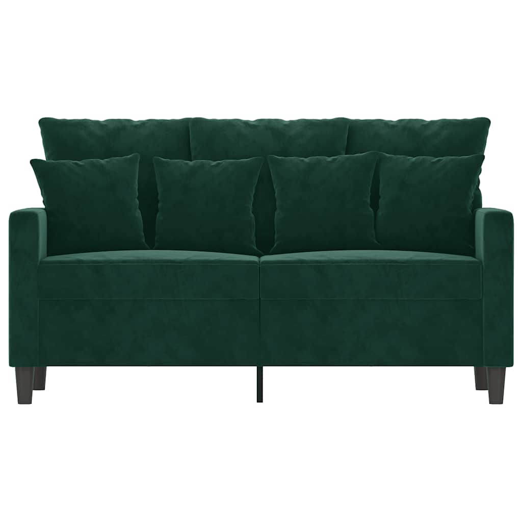 Sofa 2-osobowa, ciemnozielona, 120 cm, tapicerowana aksamitem