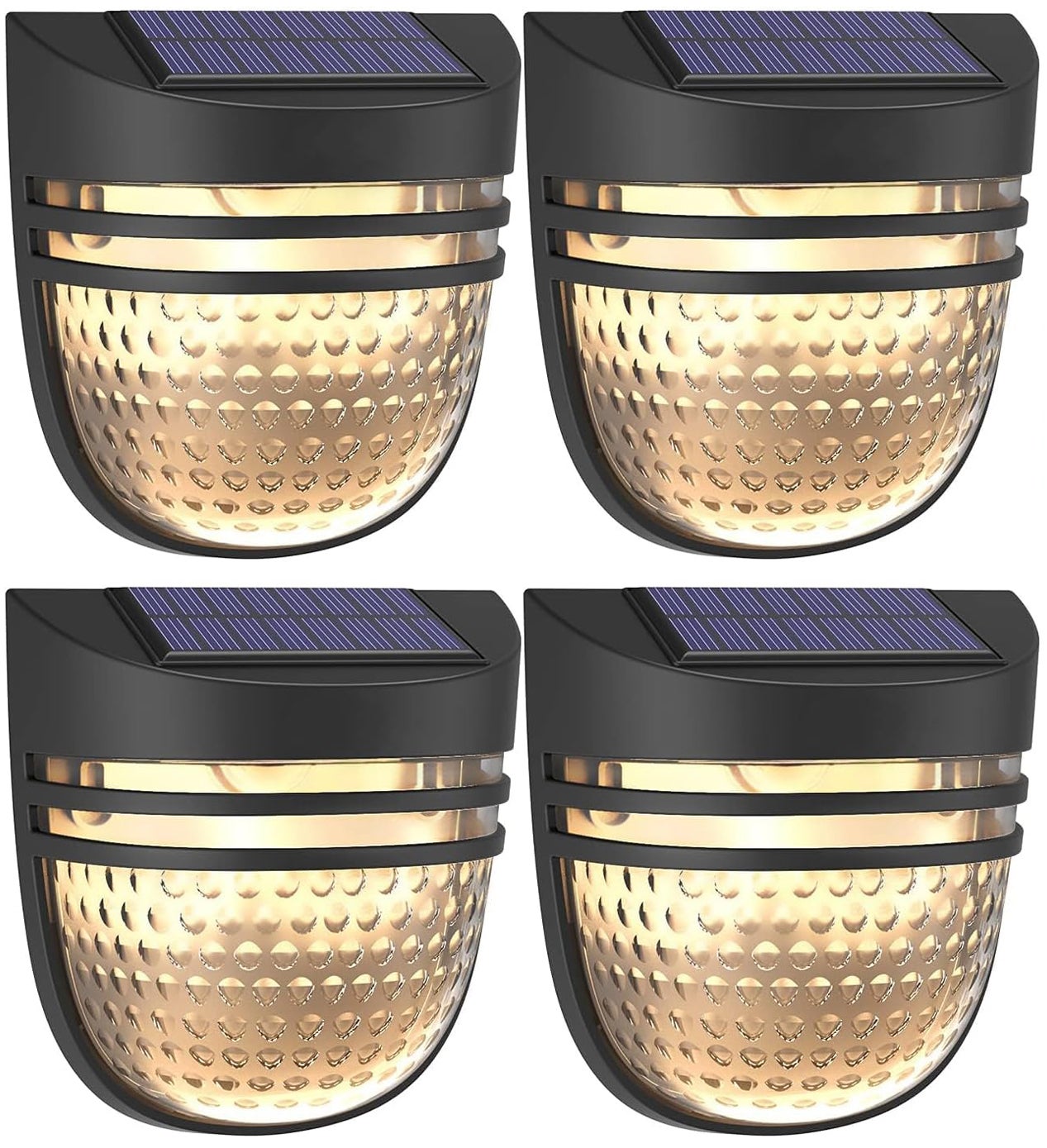 Zestaw 4 lamp solarnych do użytku zewnętrznego, wodoodporne lampy solarne z trybem pulsacyjnym/stałym, lampy ścienne solarne, lampy ogrodowe.