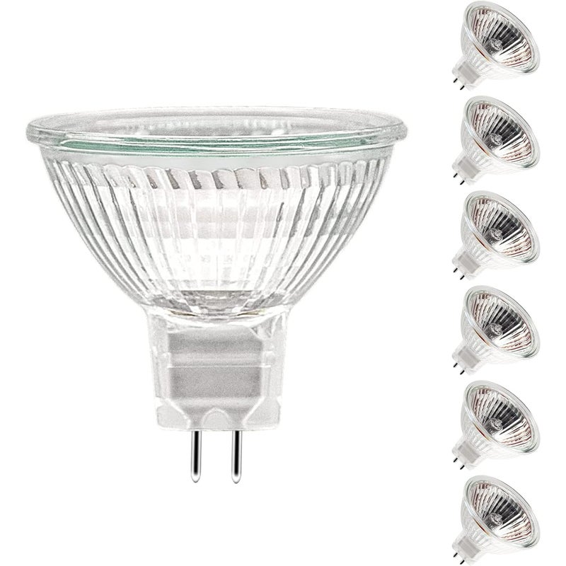 Żarówka halogenowa GU5.3 35 W 12 V, ściemnialna MR16, 420 lm, barwa ciepła biała 2700 K, 2-pinowa, klosz szklany, opakowanie 6 sztuk [klasa energetyc