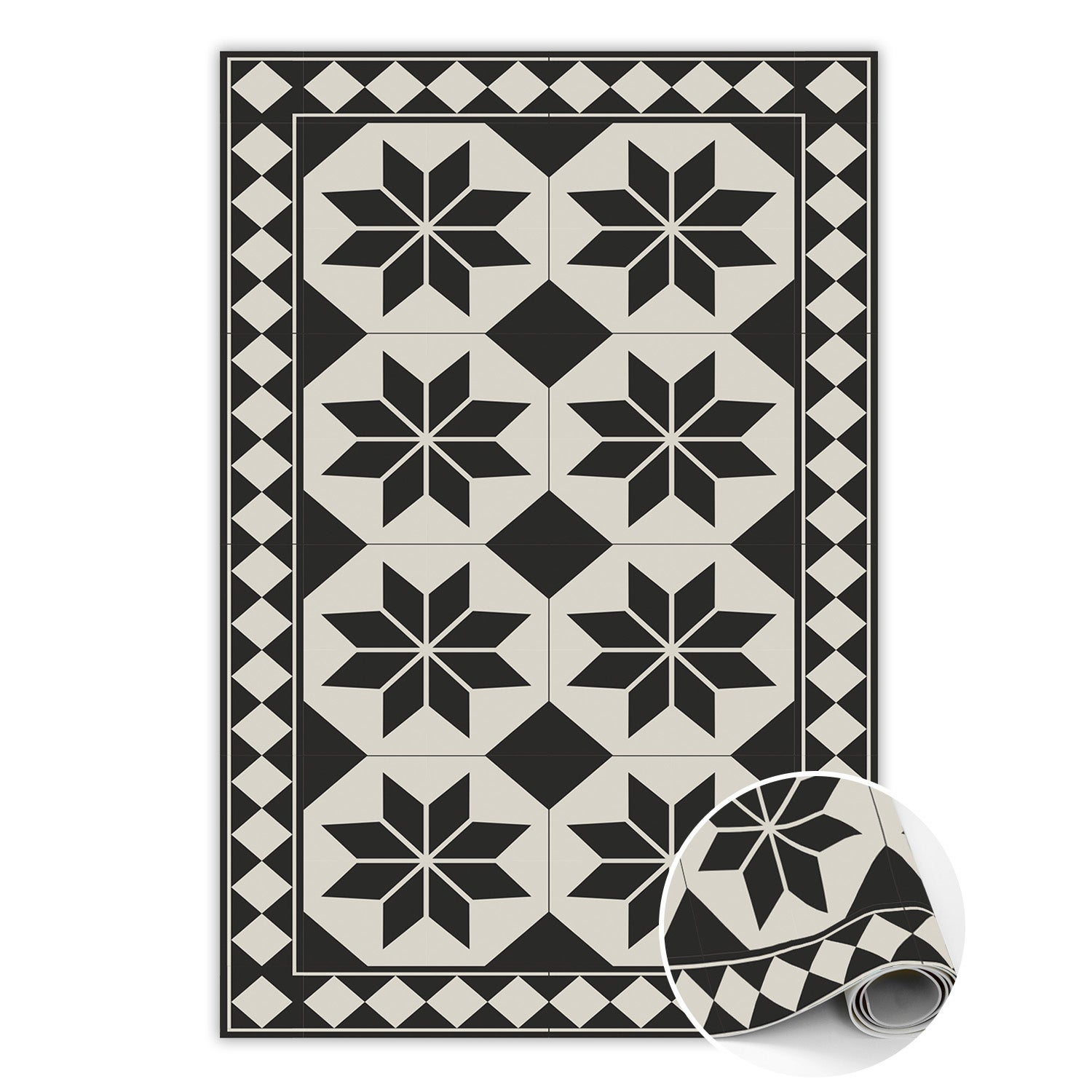 Dywan winylowy czarno-białe gwiazdy, mały dywan graficzny do wnętrz nowoczesnych 60x90 cm – Tulup