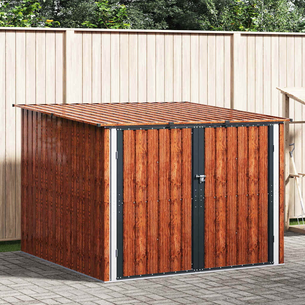 Shed na rower 3 pcs Brązowy 216 x 207 x 158 cm Metal vidaXL
