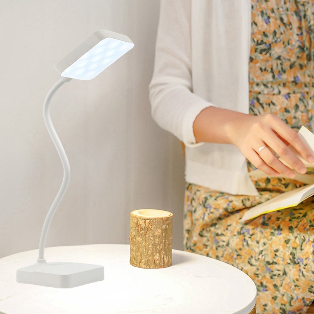 (biała) Lampka biurkowa LED ładowana przez USB, moc 5 W, konstrukcja bezprzewodowa, płynne przyciemnianie, w zestawie kabel ładujący USB.