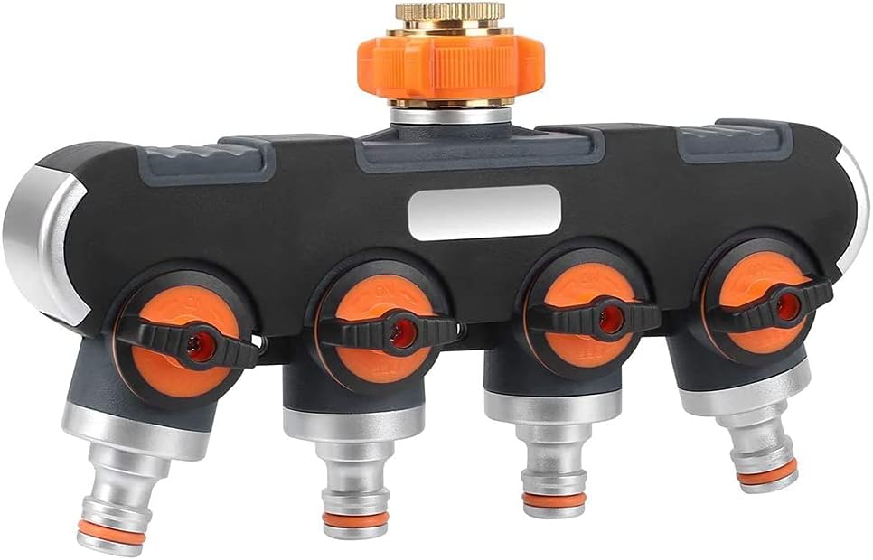 Dozownik 4-drożny – dozownik wody 3/4" i 1/2" z adapterem kranowym do podlewania ogrodu, mycia, zwierząt domowych i przepływu wody