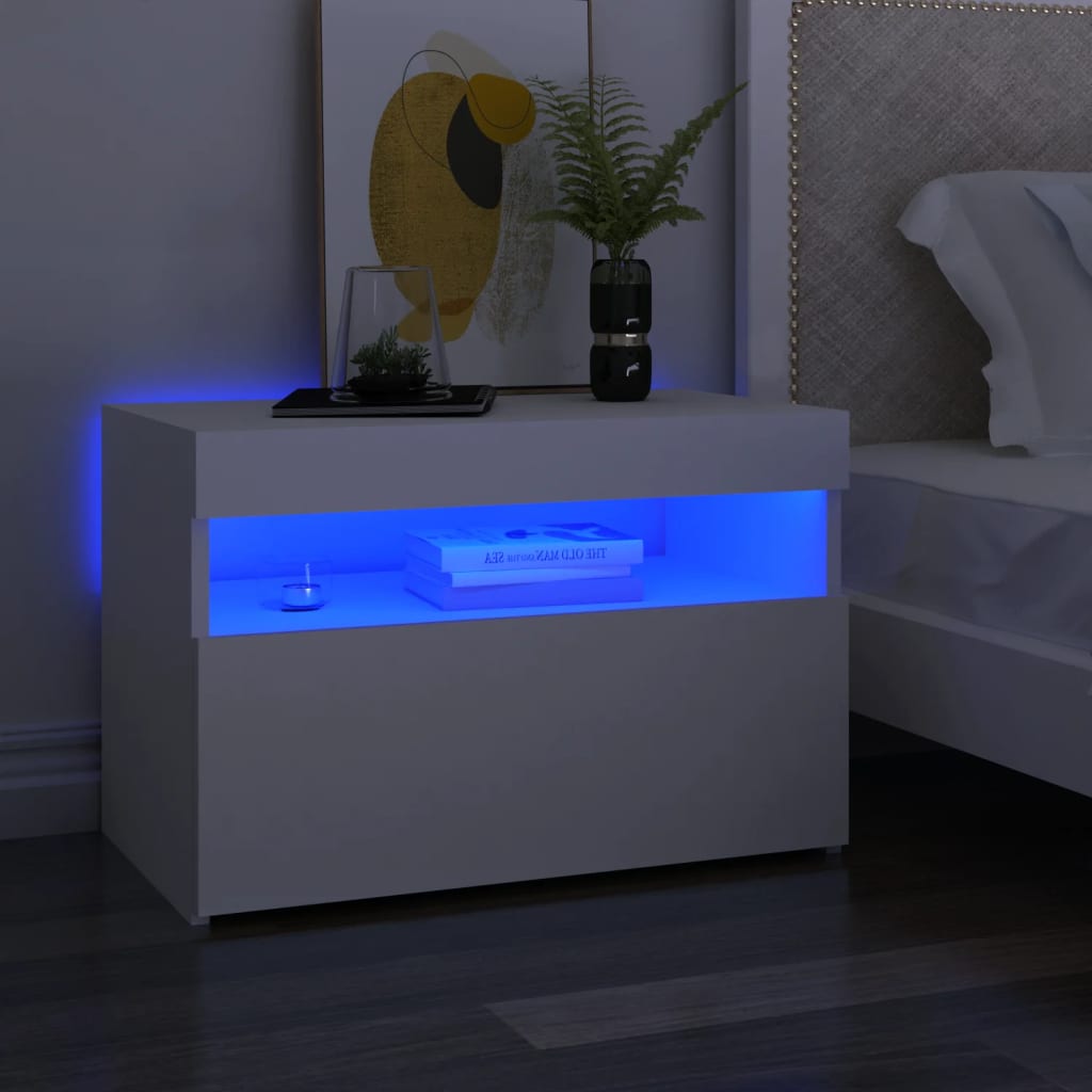 Szafki nocne z oświetleniem LED, 2 szt., białe, 60x35x40 cm vidaXL