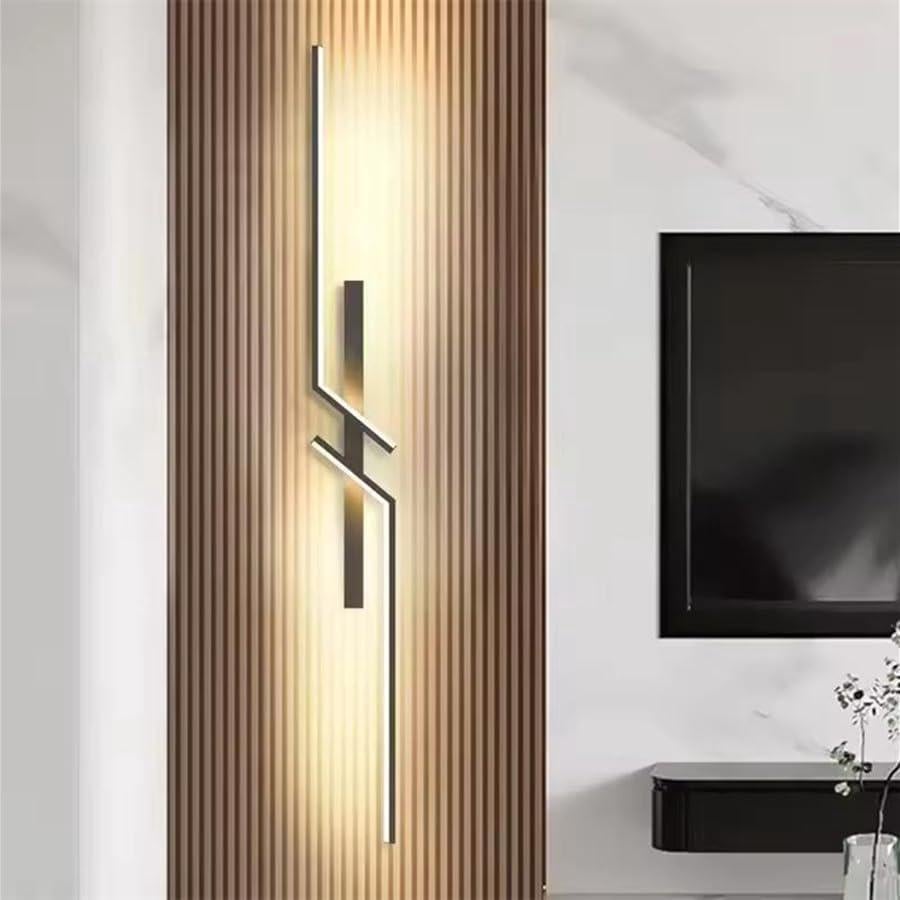 Kinkiet wewnętrzny LED, 24 W, 3000 K, ciepła biel, nowoczesny akrylowy kinkiet do sypialni, czarny, 60 cm