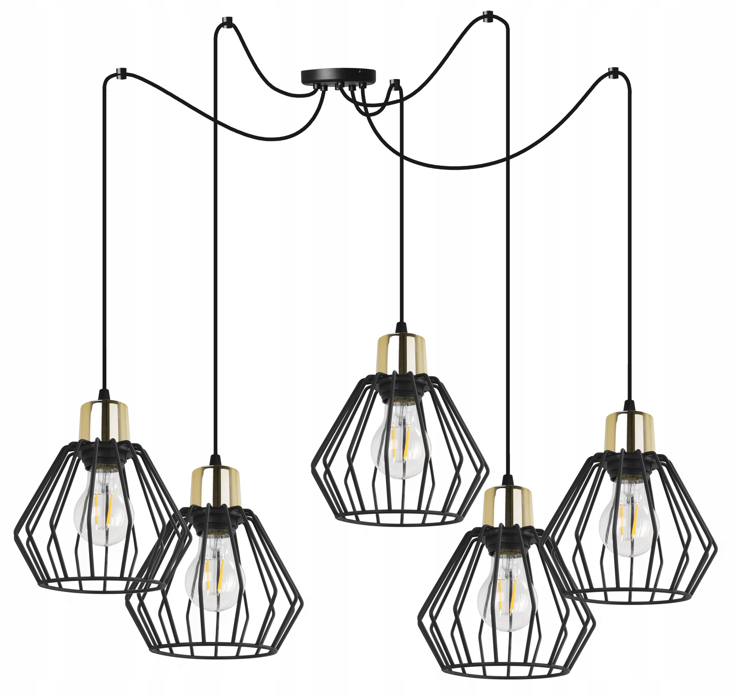 Lampa sufitowa wisząca Light Home LH Spider Nuvola 5x E27 60W czarny/złoty