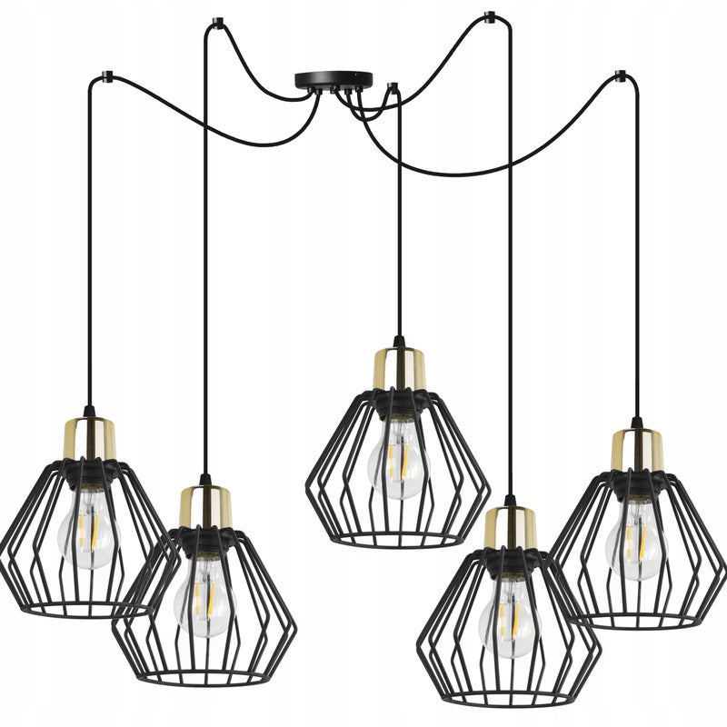 Lampa sufitowa wisząca Light Home LH Spider Nuvola 5x E27 60W czarny/złoty