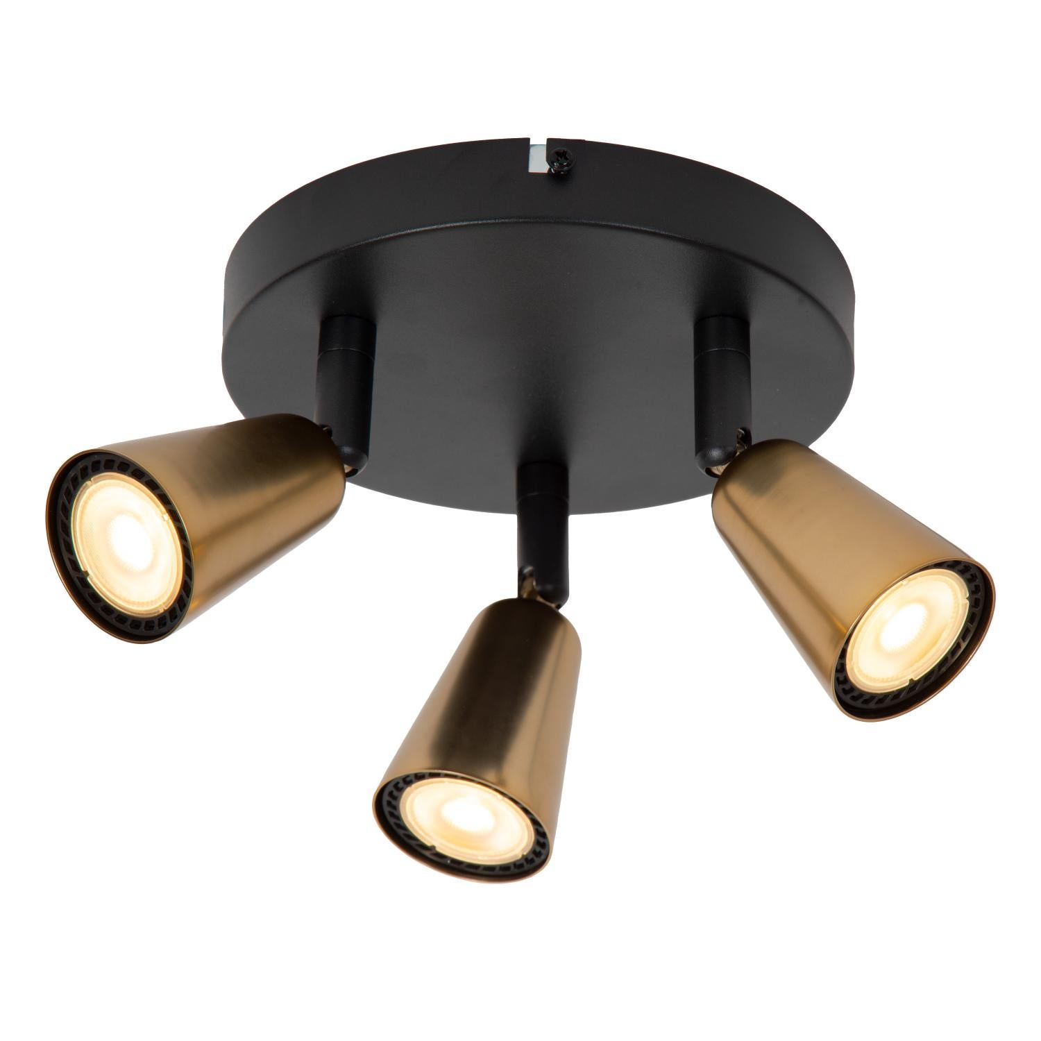Reflektor okrągły stożkowe klosze TIANA złoto-czarny 3xGU10x25W metal wym:14x28,3x24,5cm IP20 Lucide