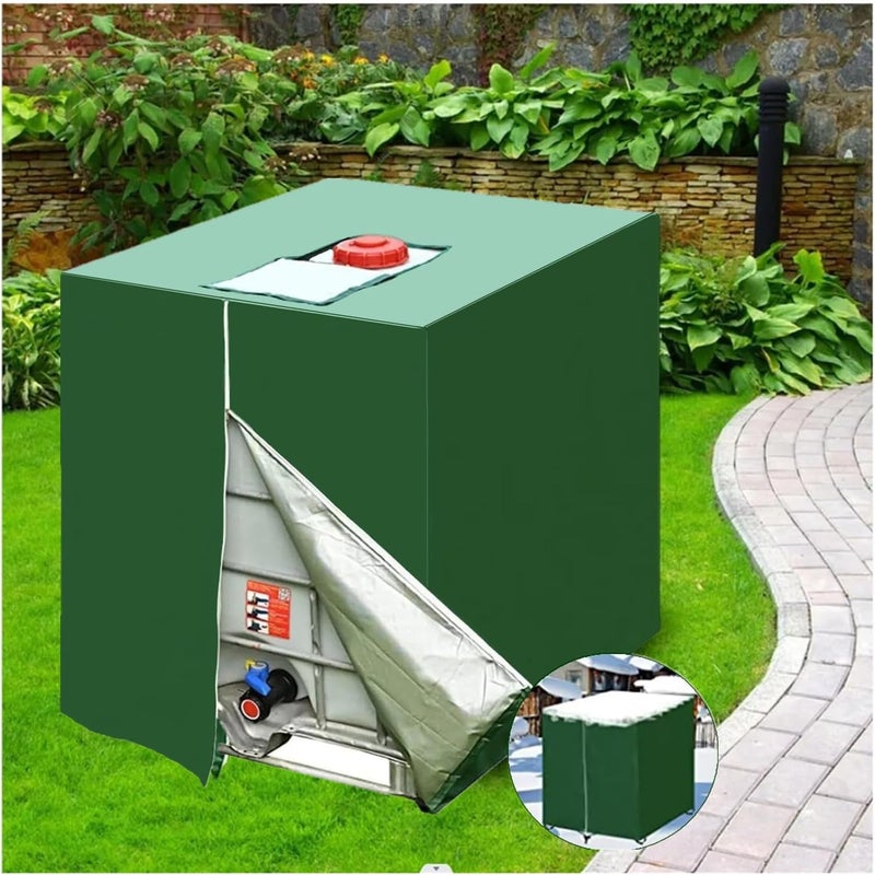 Pokrywa zbiornika 1000 l, osłona przeciwsłoneczna zbiornika na deszczówkę IBC, pyłoszczelna, anty-UV, 116 x 100 x 120 cm, zielona