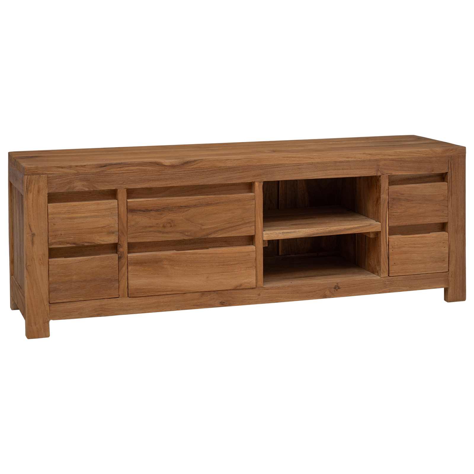 Szafka pod TV 110 x 30 x 40 cm naturalny Lite drewno teakowe