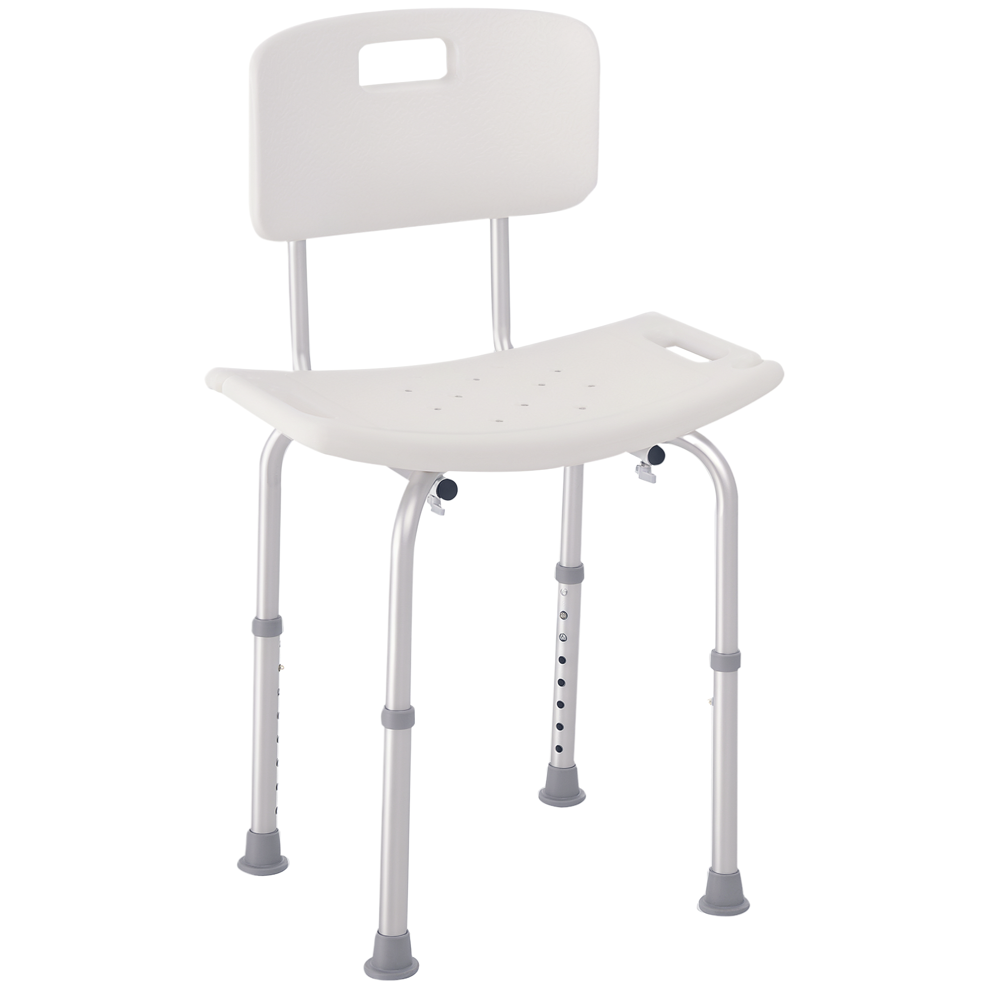 Krzesło prysznicowe, ergonomiczne siedzisko prysznicowe, regulowana wysokość, antypoślizgowe nóżki, maks. obciążenie 136 kg, aluminium, HDPE, białe