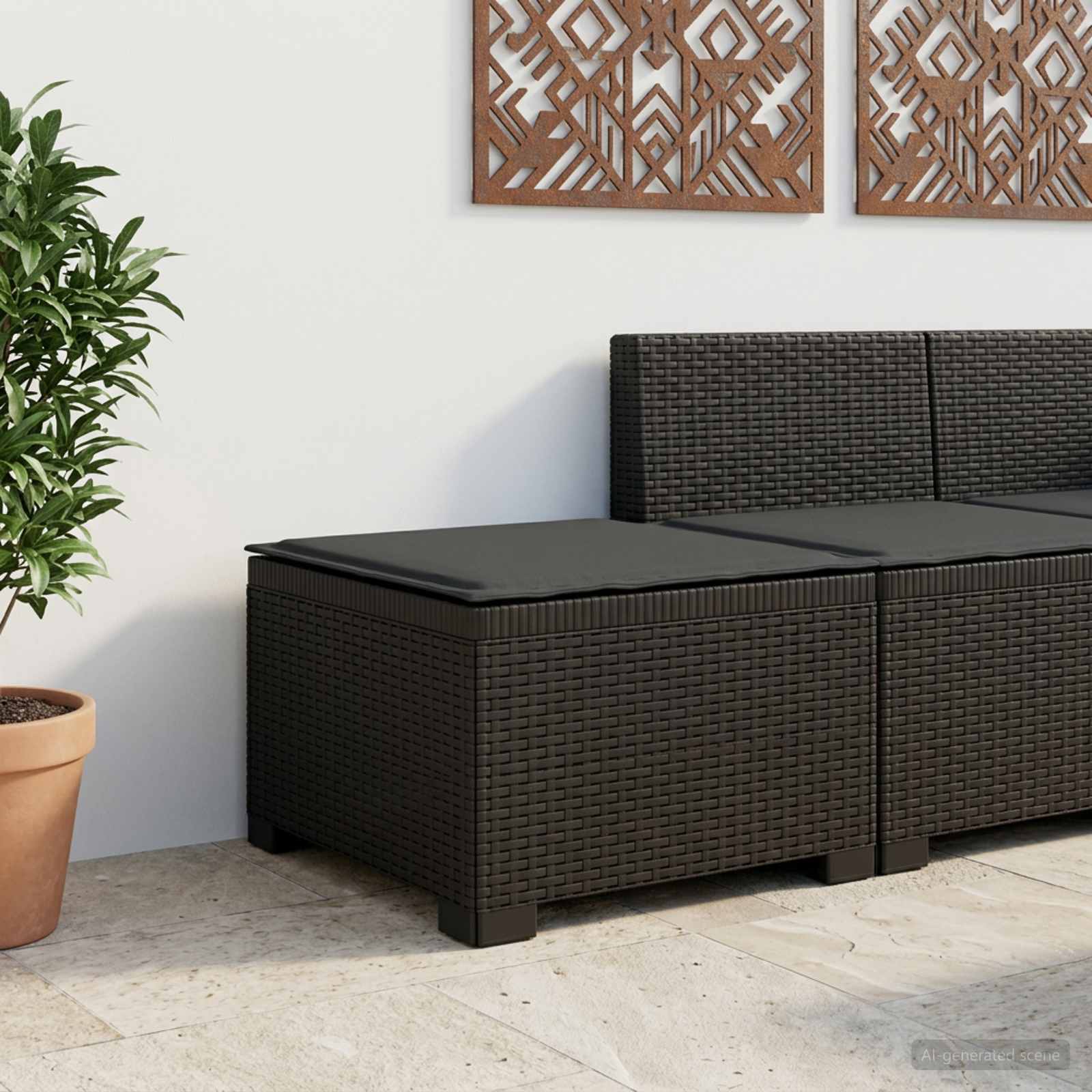 Sofa Ogrodowa 1-osobowa z Poduszką w Wyglądzie Rattanowym PP vidaXL