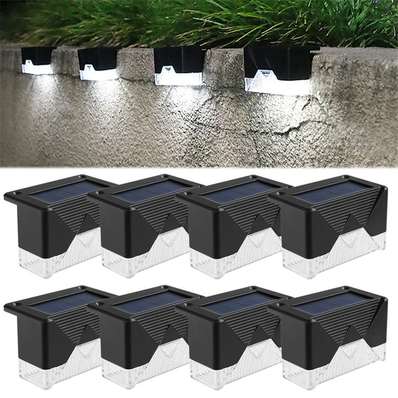 Zewnętrzne lampy solarne na ogrodzenie Wodoszczelne lampy solarne użytku zewnętrznego ogrodu schody tarasy klatki schodowe zestaw szt światło białe