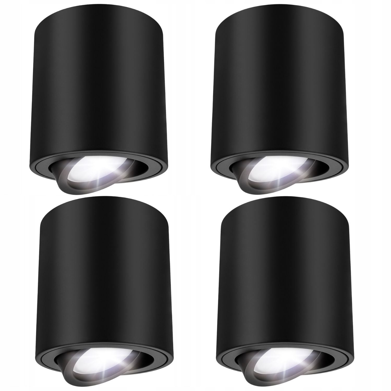 4x Reflektor natynkowy SPOT sufitowy Czarny okrągły 4x GU10 Ruchoma Oprawa Halogenowa TUBA LED 4 szt. - LEDHOFF