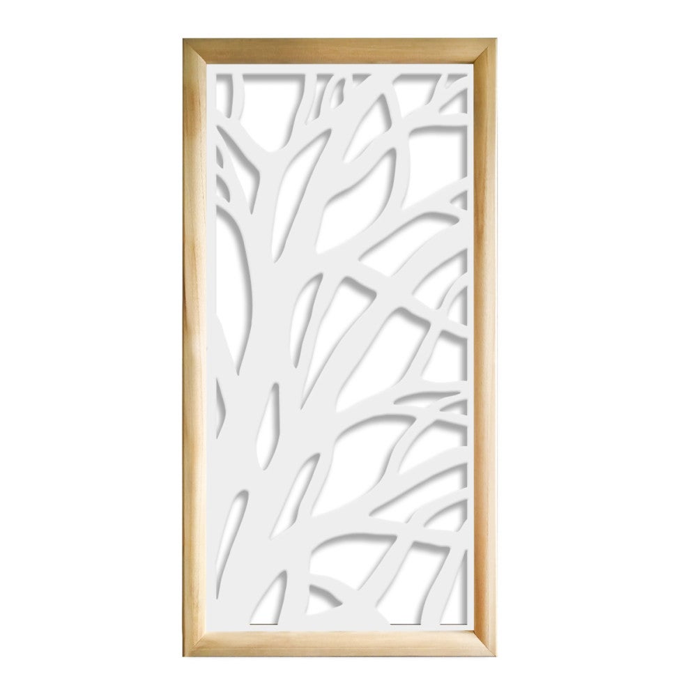 TREES - Prostokątne moduły dekoracyjne z drewna i PVC - Rozmiar 73x148 cm - Grubość 64 mm - Kolor wewnętrzny BIAŁY