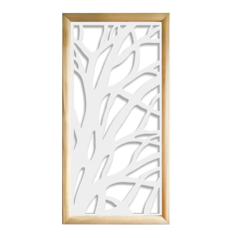TREES - Prostokątne moduły dekoracyjne z drewna i PVC - Rozmiar 73x148 cm - Grubość 64 mm - Kolor wewnętrzny BIAŁY